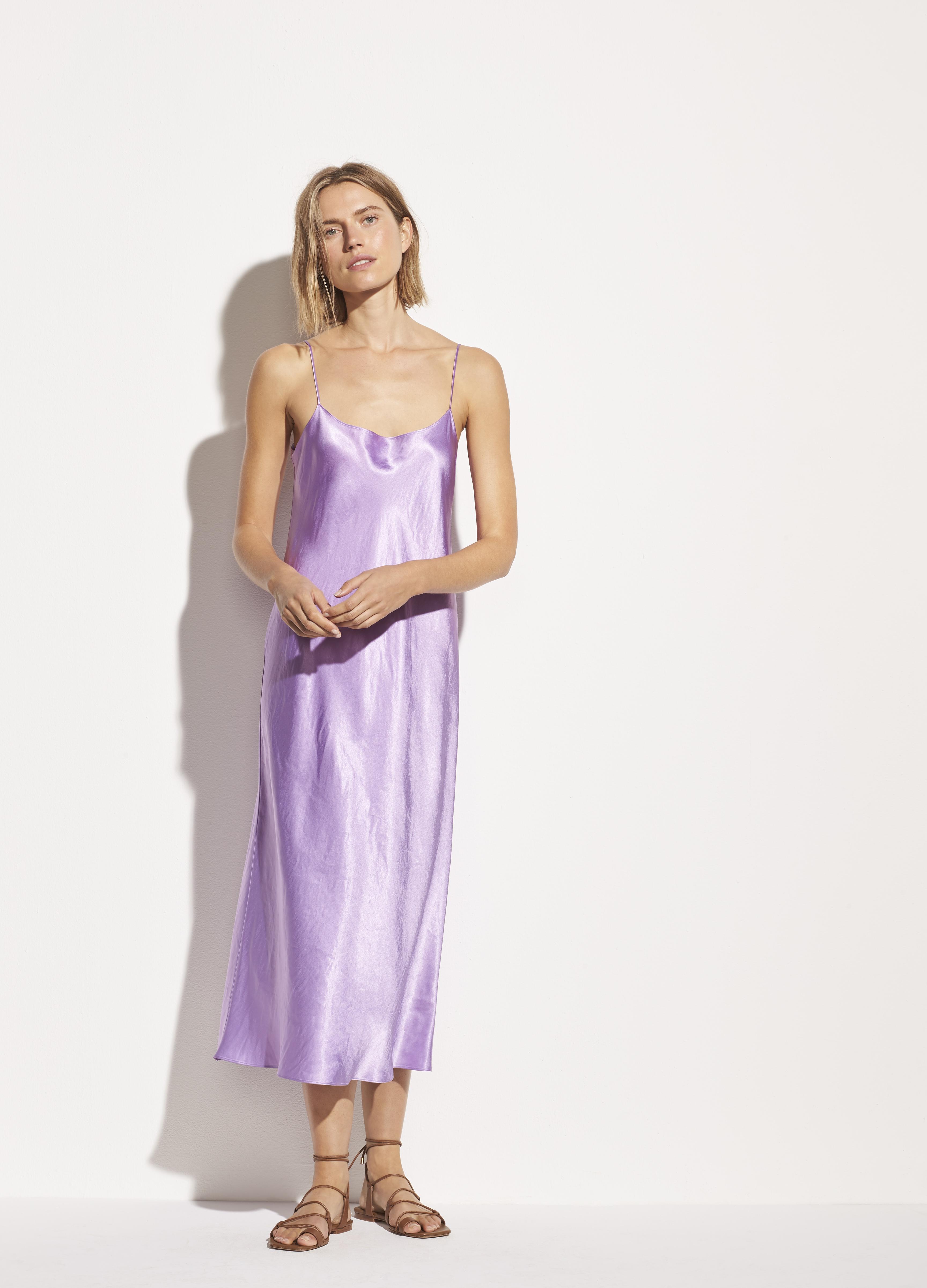 Vince Satin Midi Dress in Lavender ...