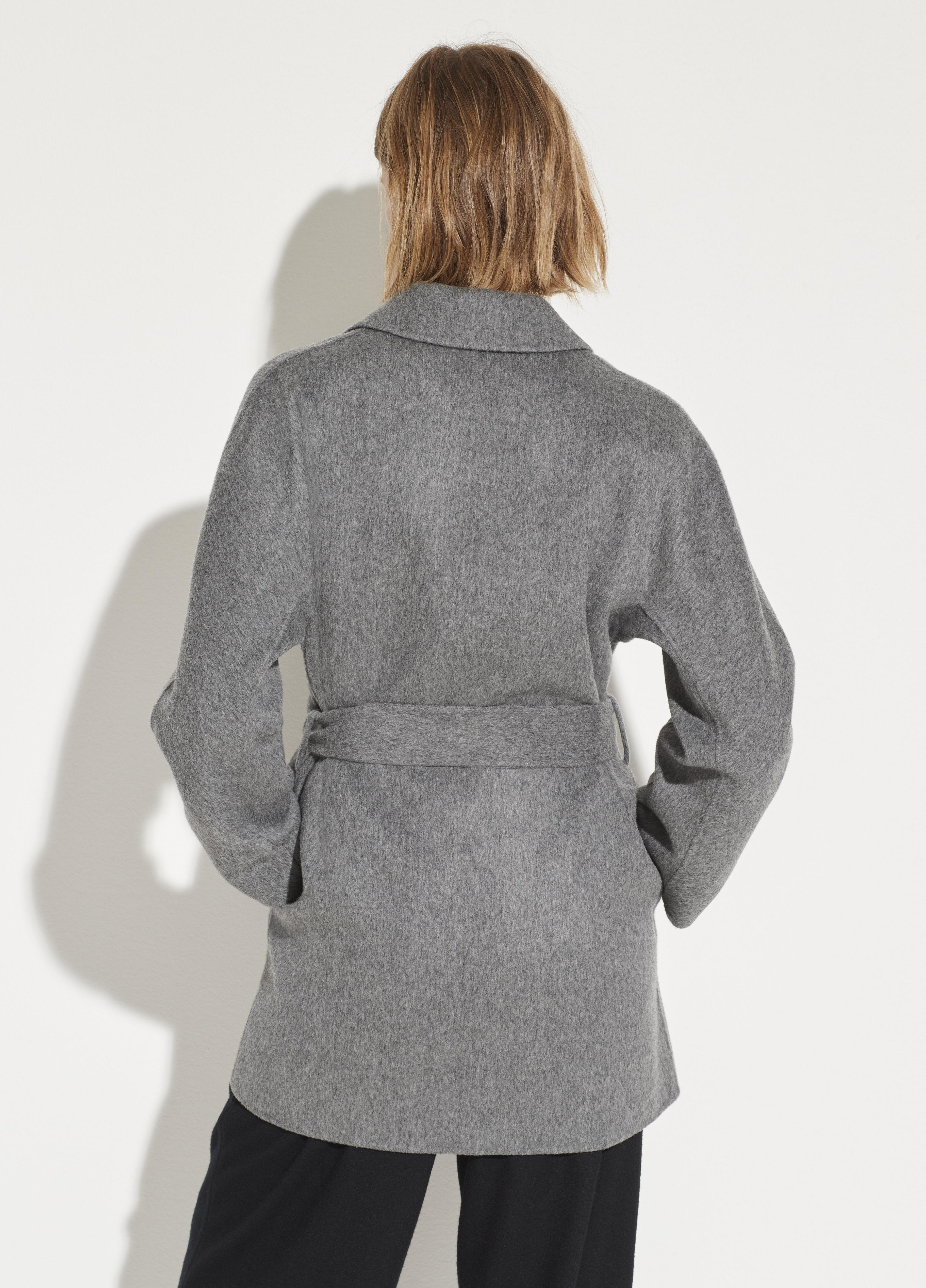 Vince Belted Wool Cardigan Coat in Gray - Lyst