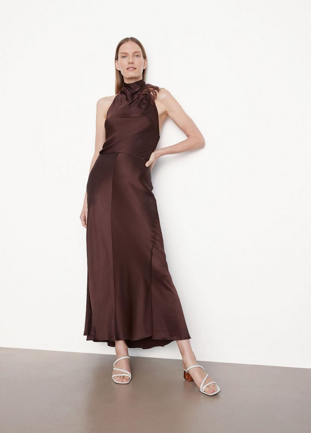 vince brown silk dress Vince