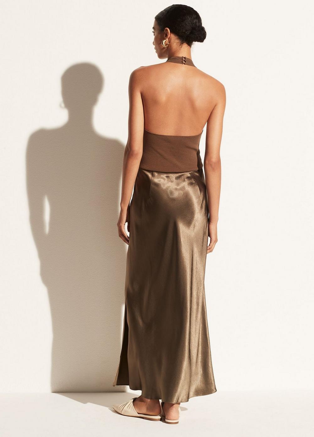Mixed Media Mock Neck Halter Dress 
