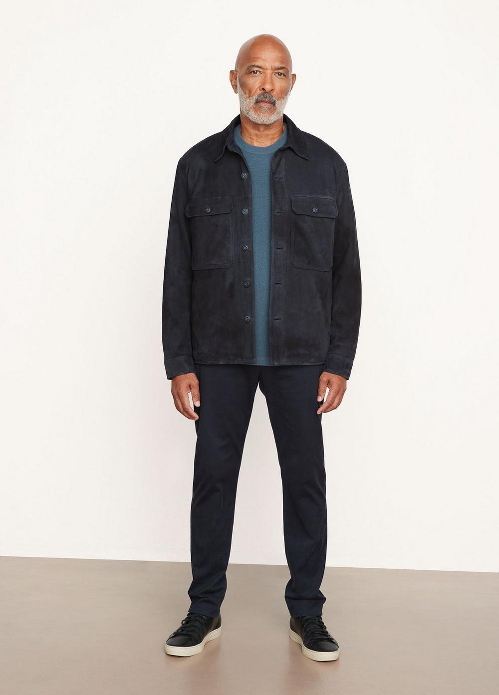 Vince Sherpa Lined Suede Shirt Jacket in Blue Lyst