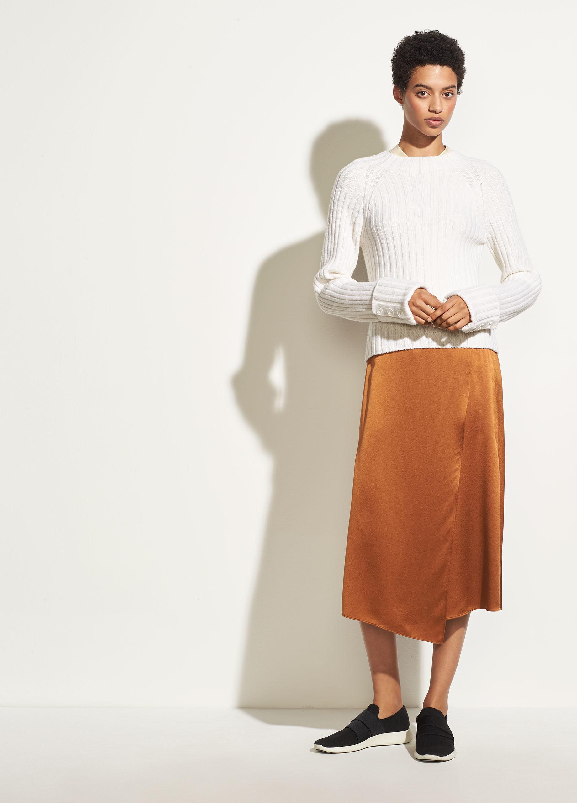 vince draped silk panel midi dress