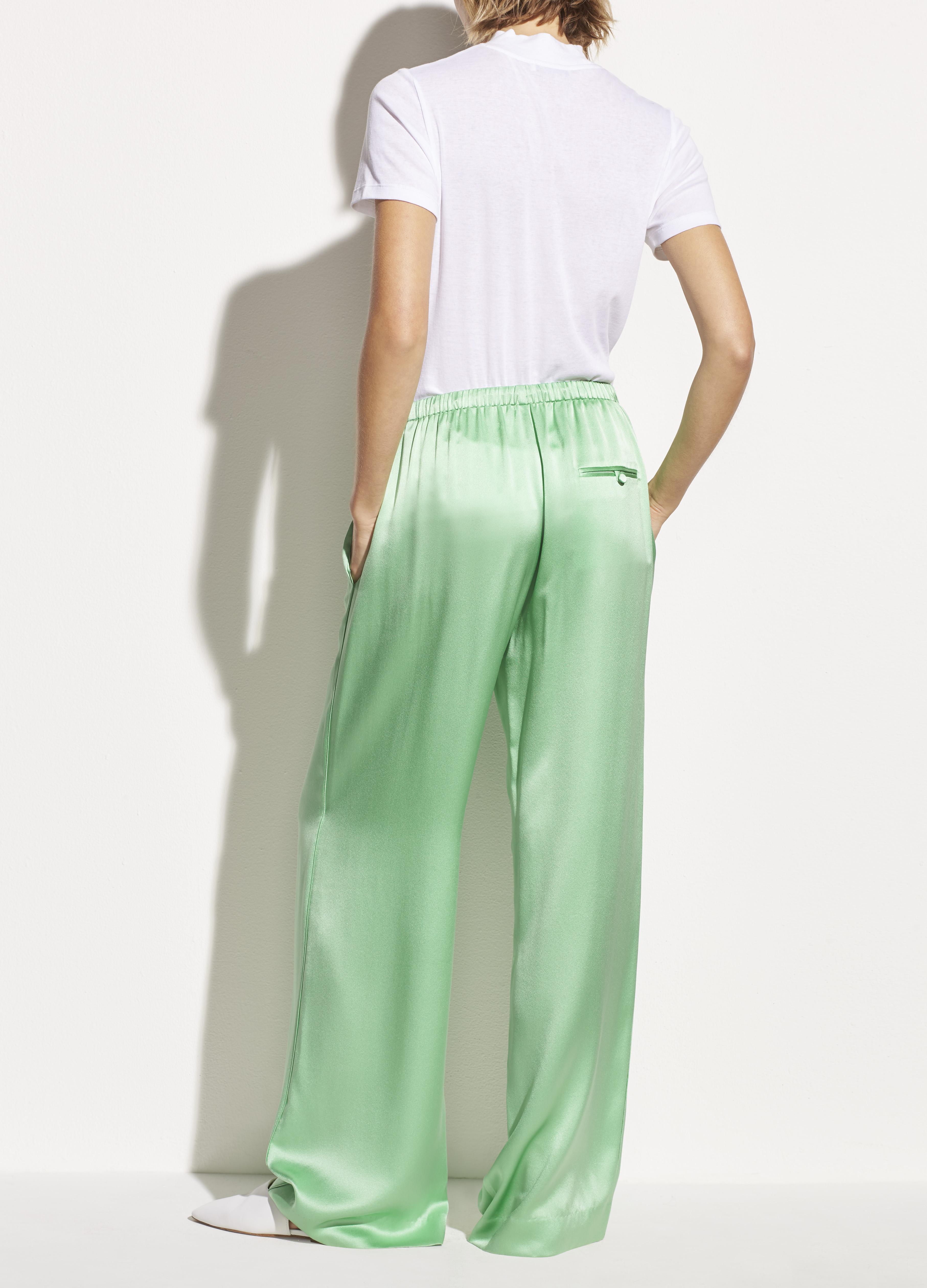 Vince Satin Pajama Pant in Green - Lyst