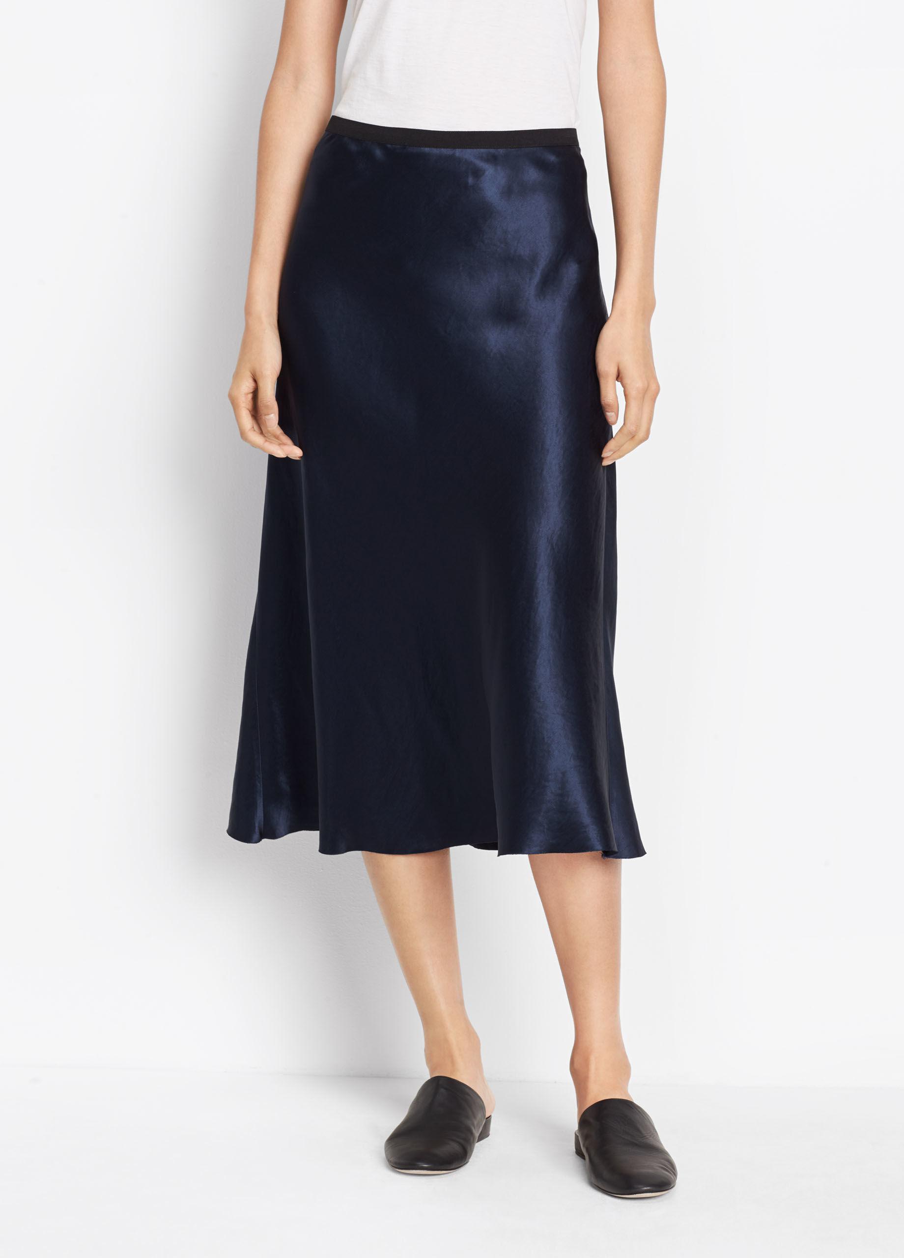 Vince Satin Slip Skirt in Blue Lyst