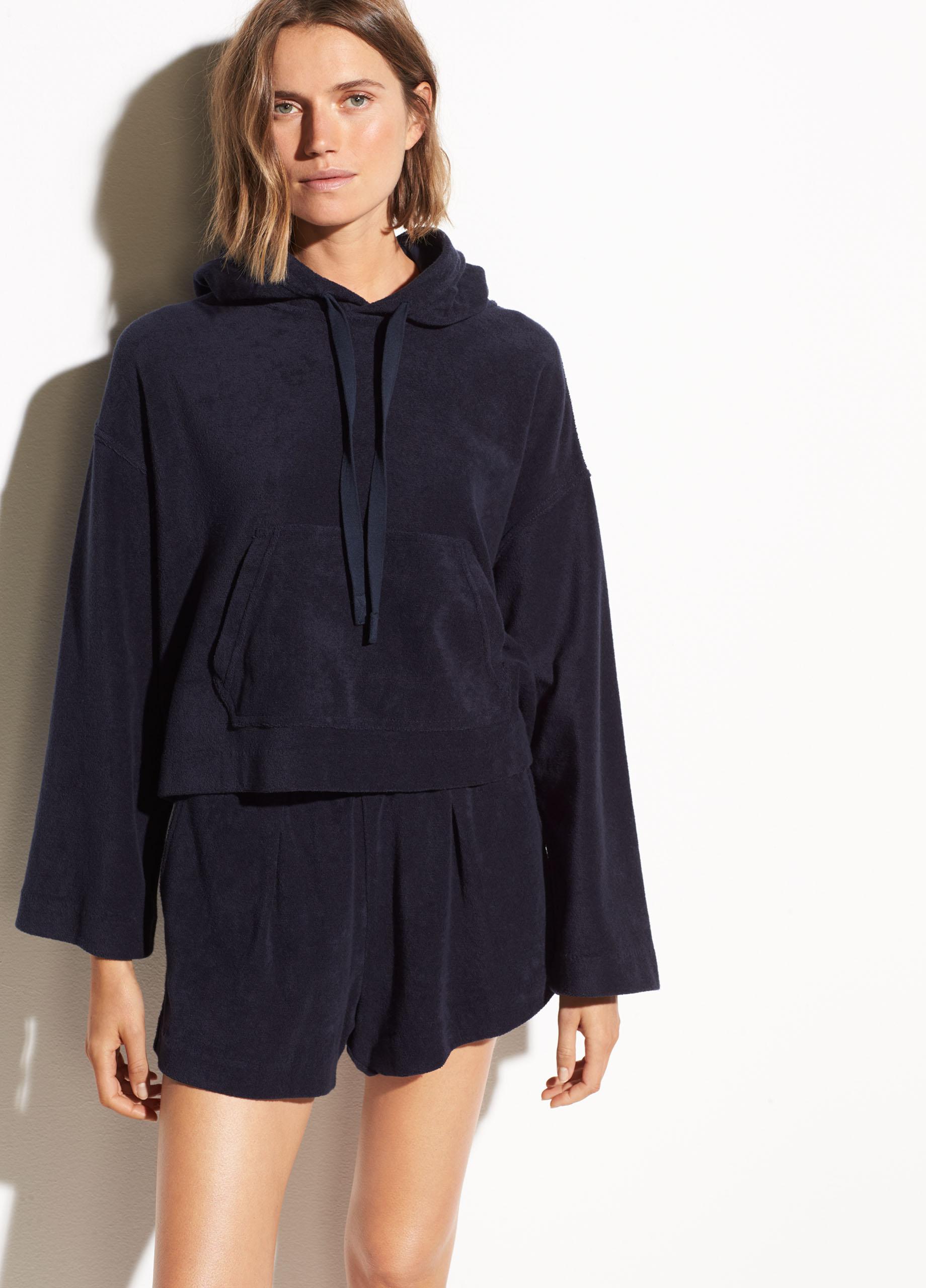 Vince Cotton Wide Sleeve French Terry Hoodie in Blue - Save 50% - Lyst