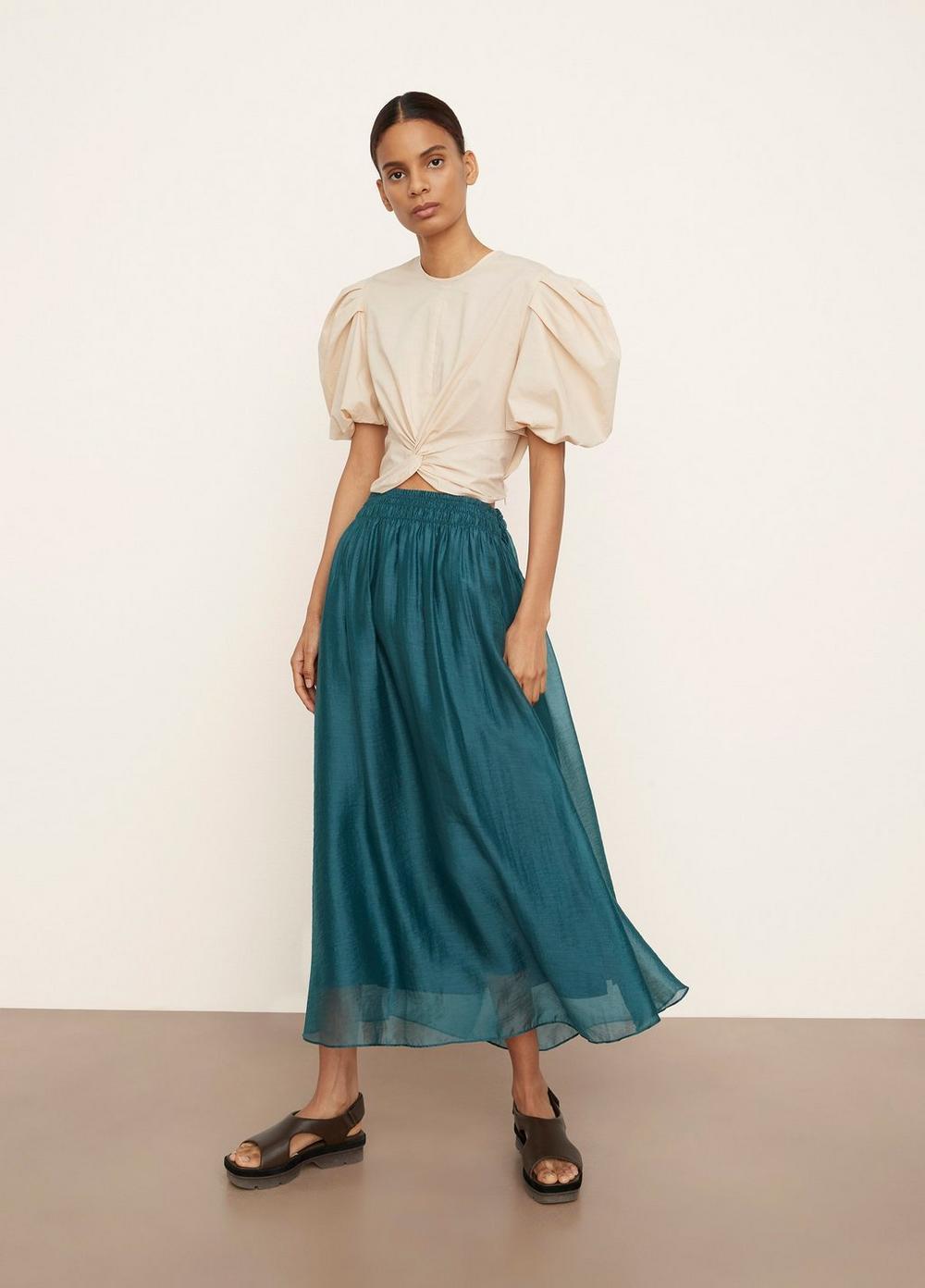 Vince Smocked Waist Gathered Skirt in Blue | Lyst
