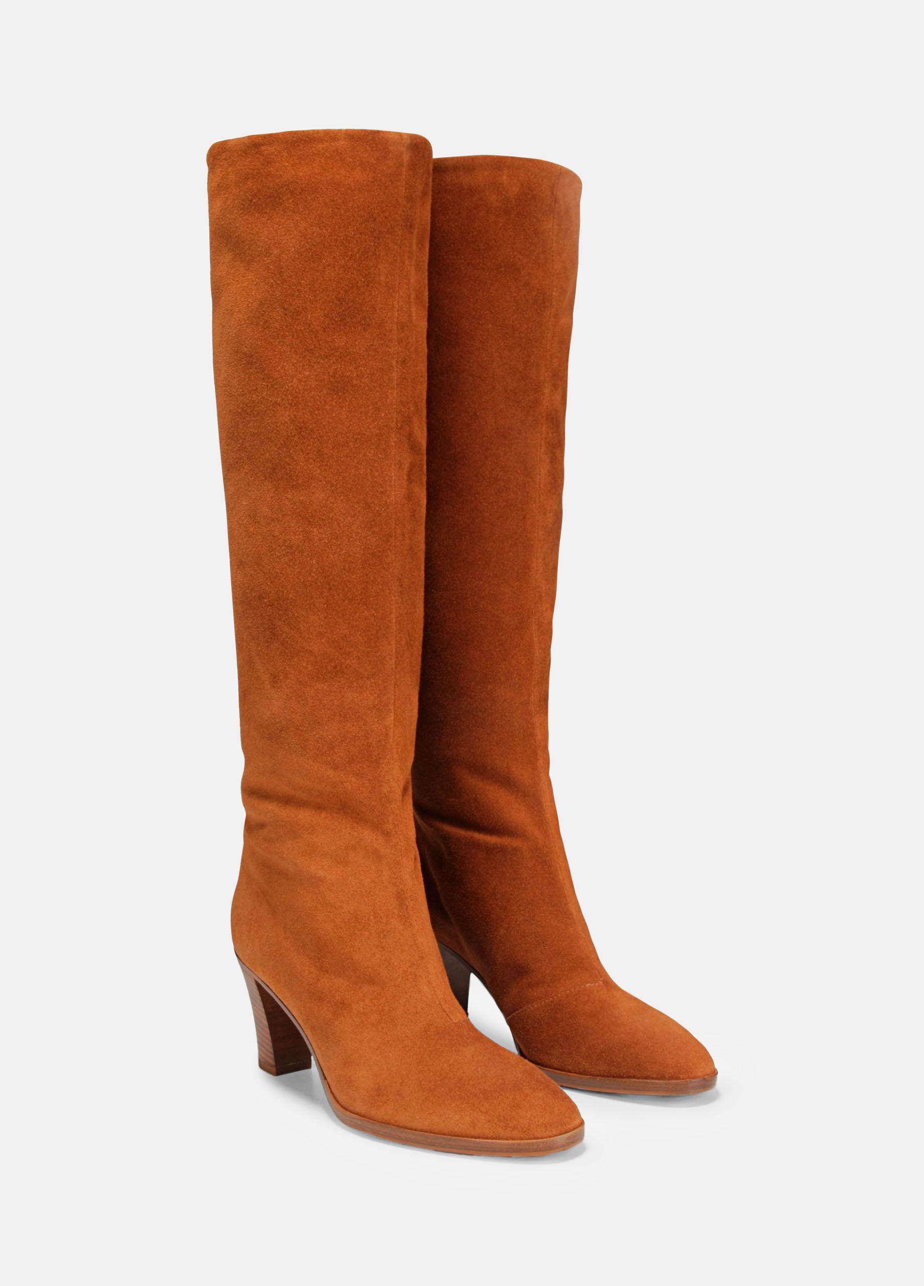 flat brown suede boots