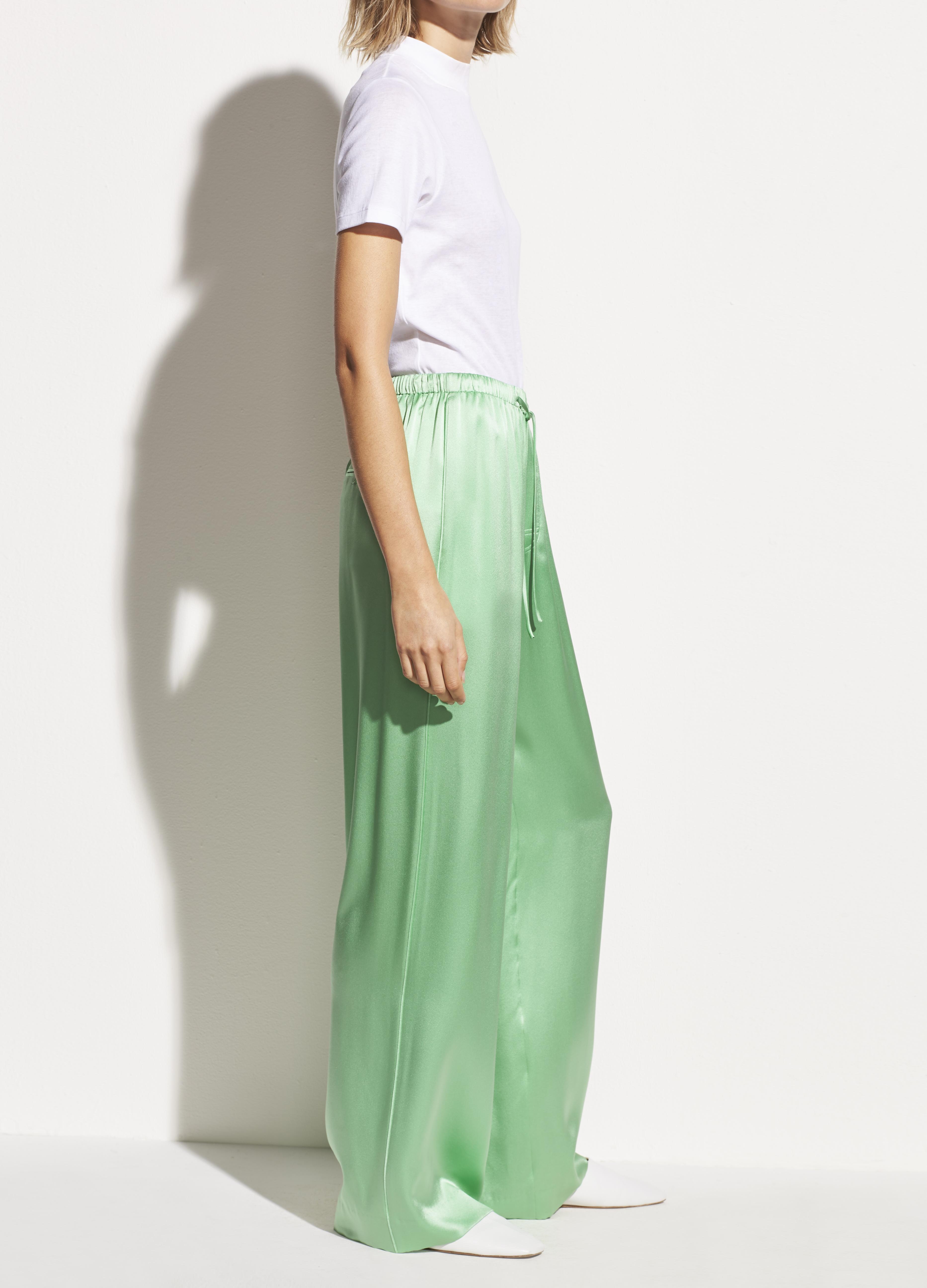 Vince Satin Pajama Pant in Green - Lyst