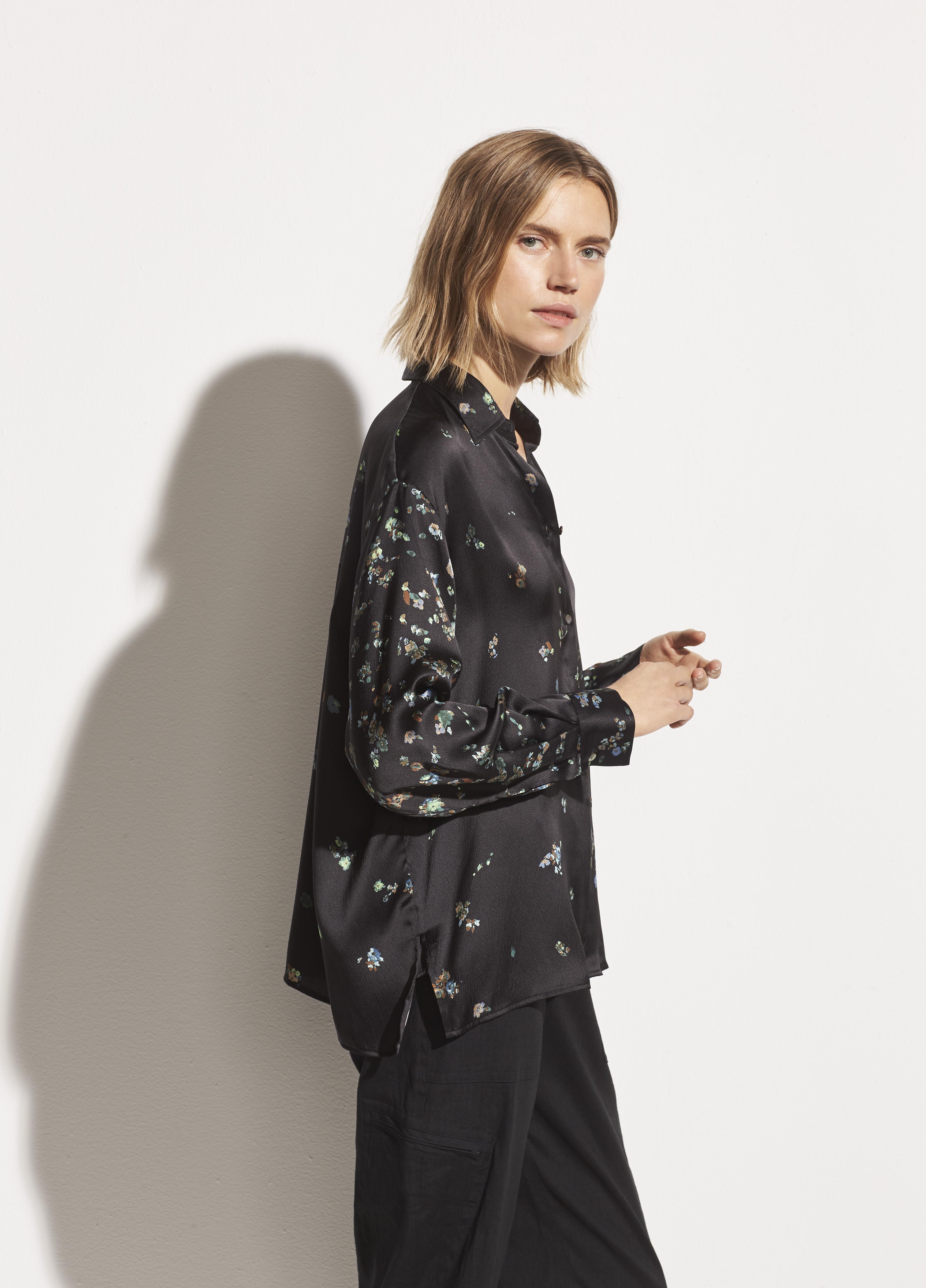 vince floral satin tee