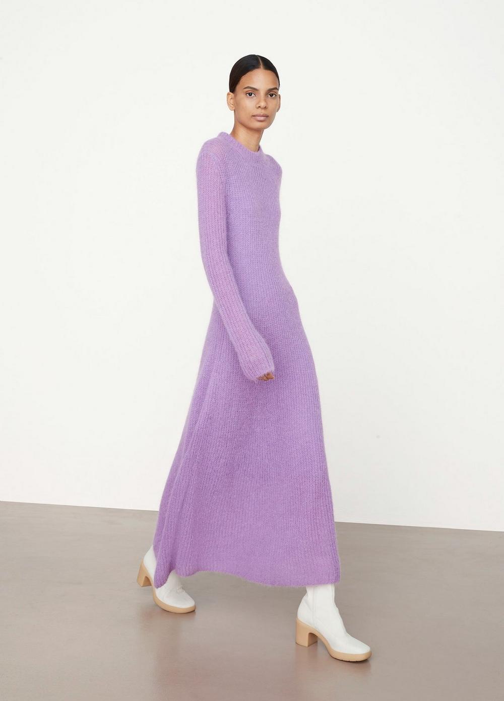 Vince Textured Long Sleeve Crew Neck Dress in Pink Lyst