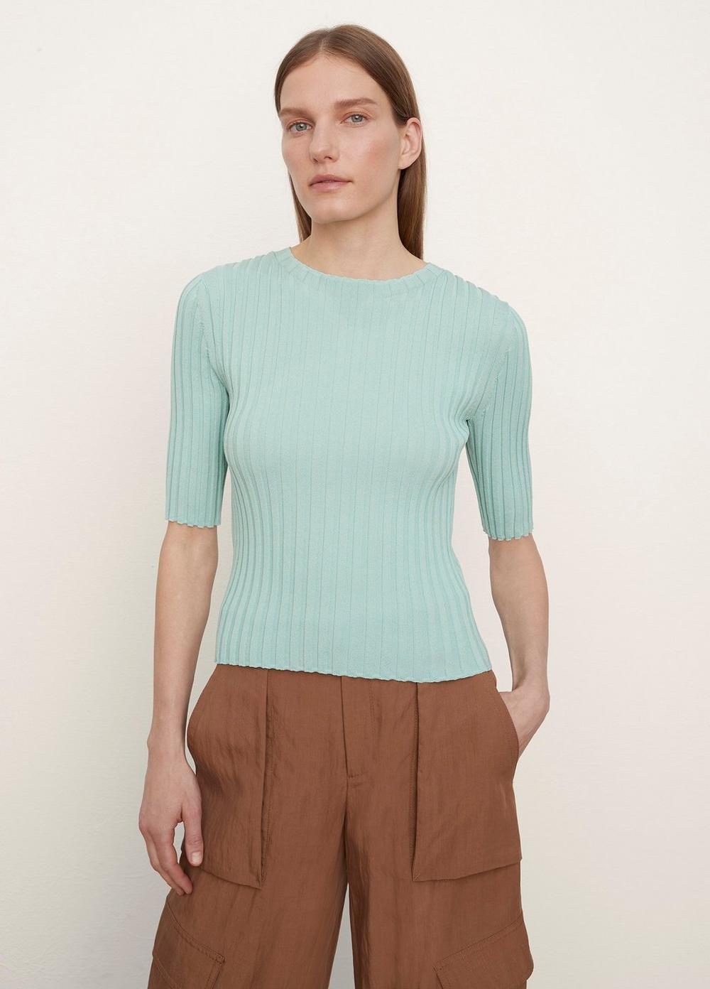Vince Ribbed Elbow Sleeve Sweater in 