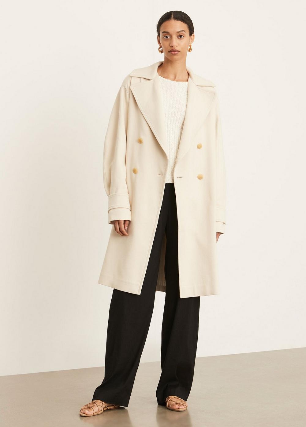 Vince Belted Sculpture Coat in White | Lyst