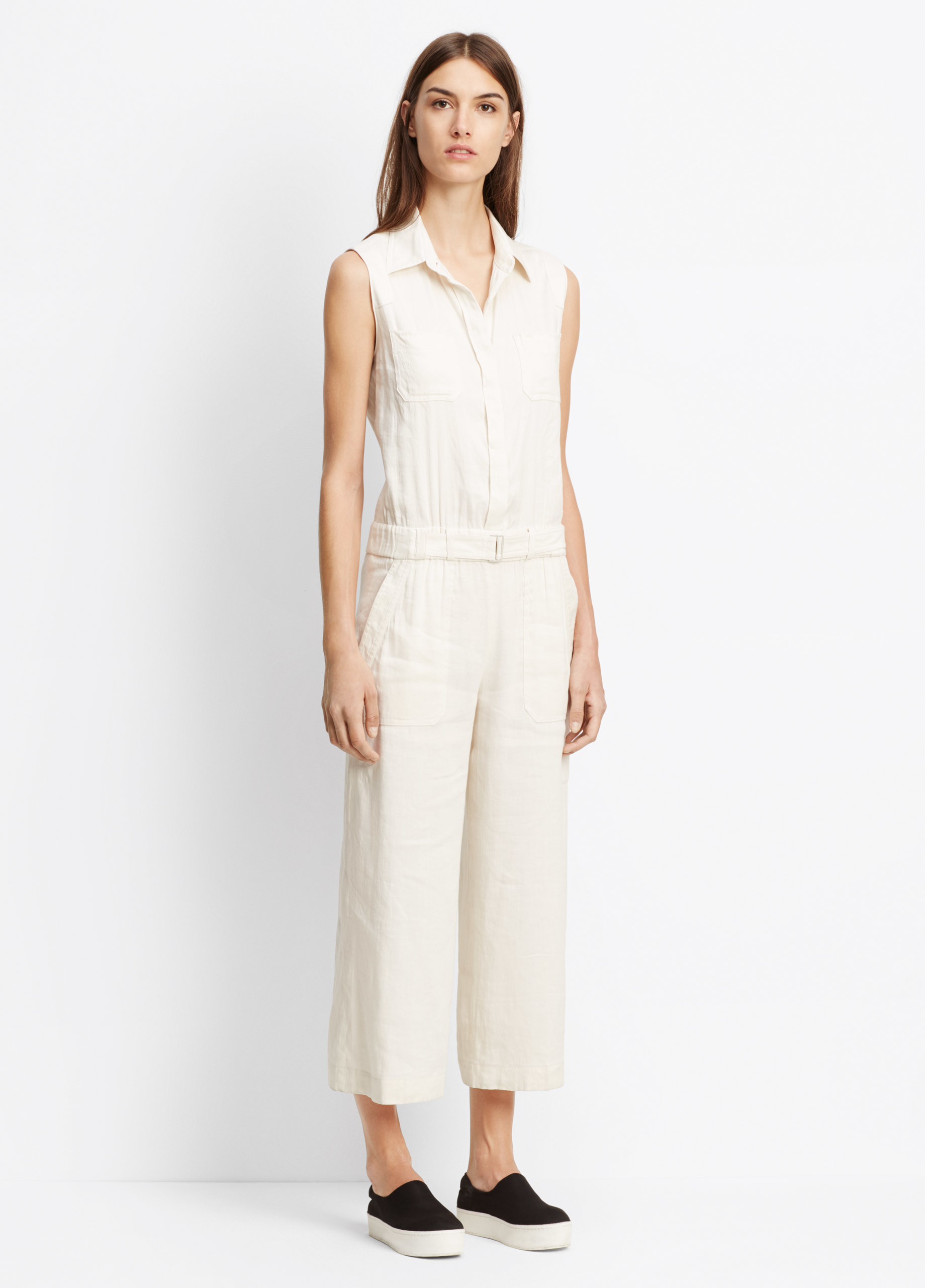 Vince Linen Blend Belted Culotte 