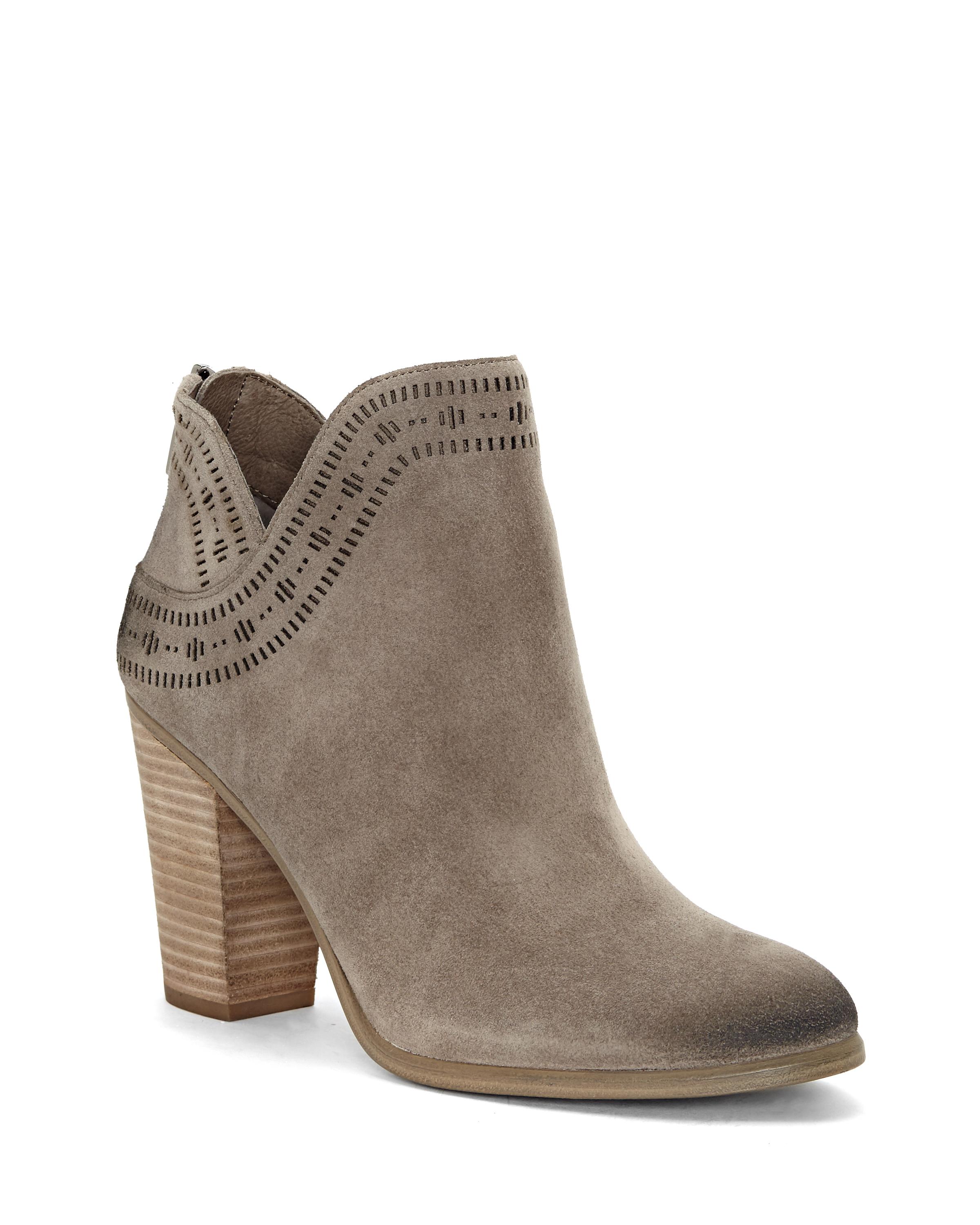 Vince Camuto Suede Fanita – Stacked-heel Bootie in Brown - Lyst