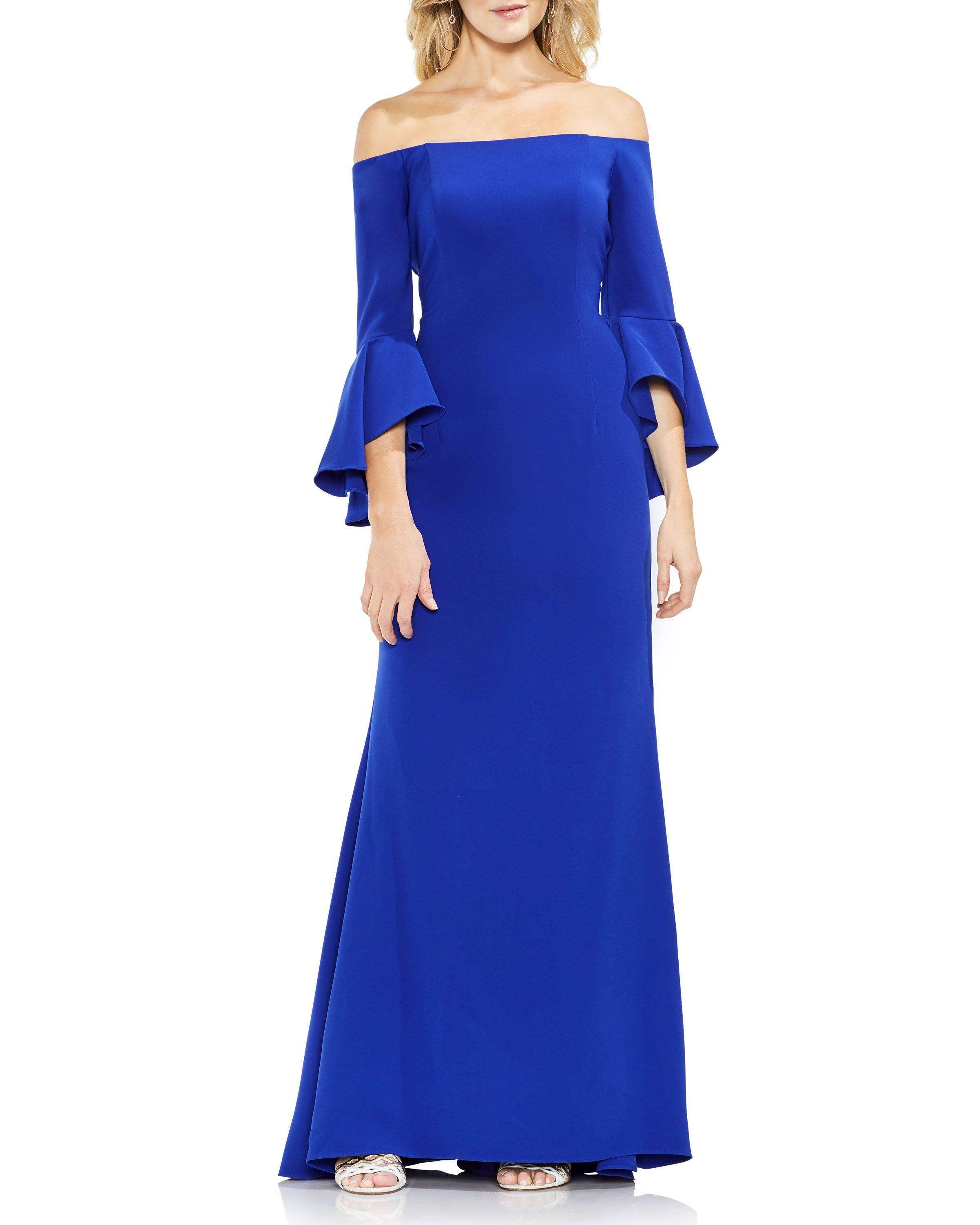 vince camuto off the shoulder bell sleeve gown