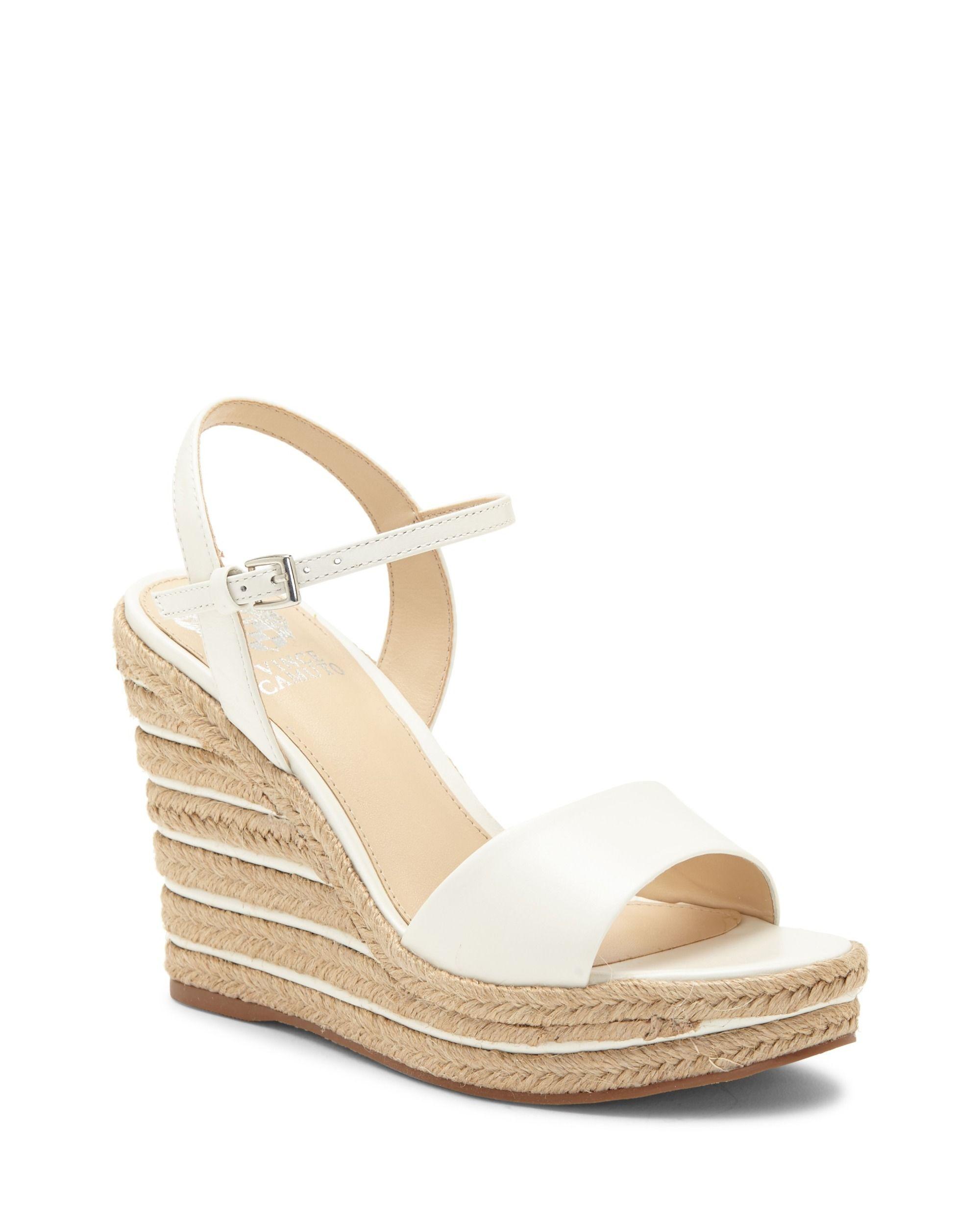Vince Camuto Leather Marybell Espadrille Wedge Sandal in White Leather ...