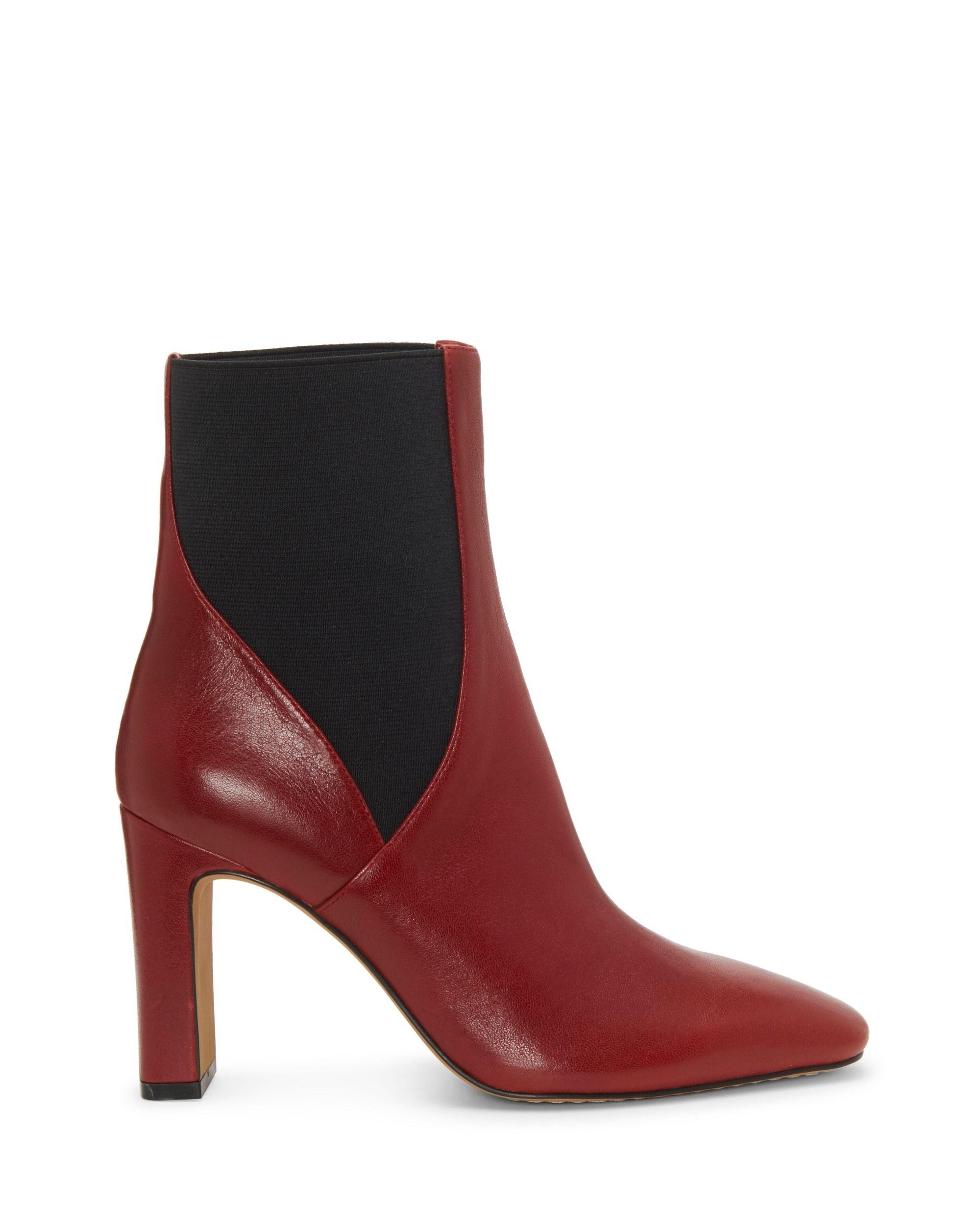 Vince Camuto Leather Seeana Stretch-panel Bootie in Red - Lyst