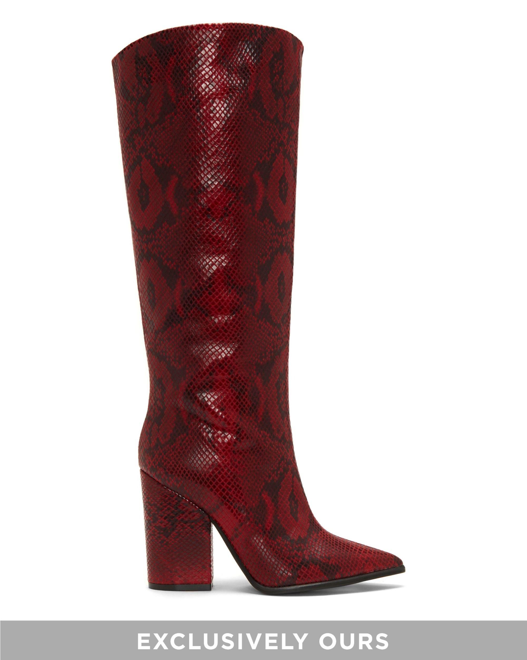 vince camuto snakeskin over the knee boots