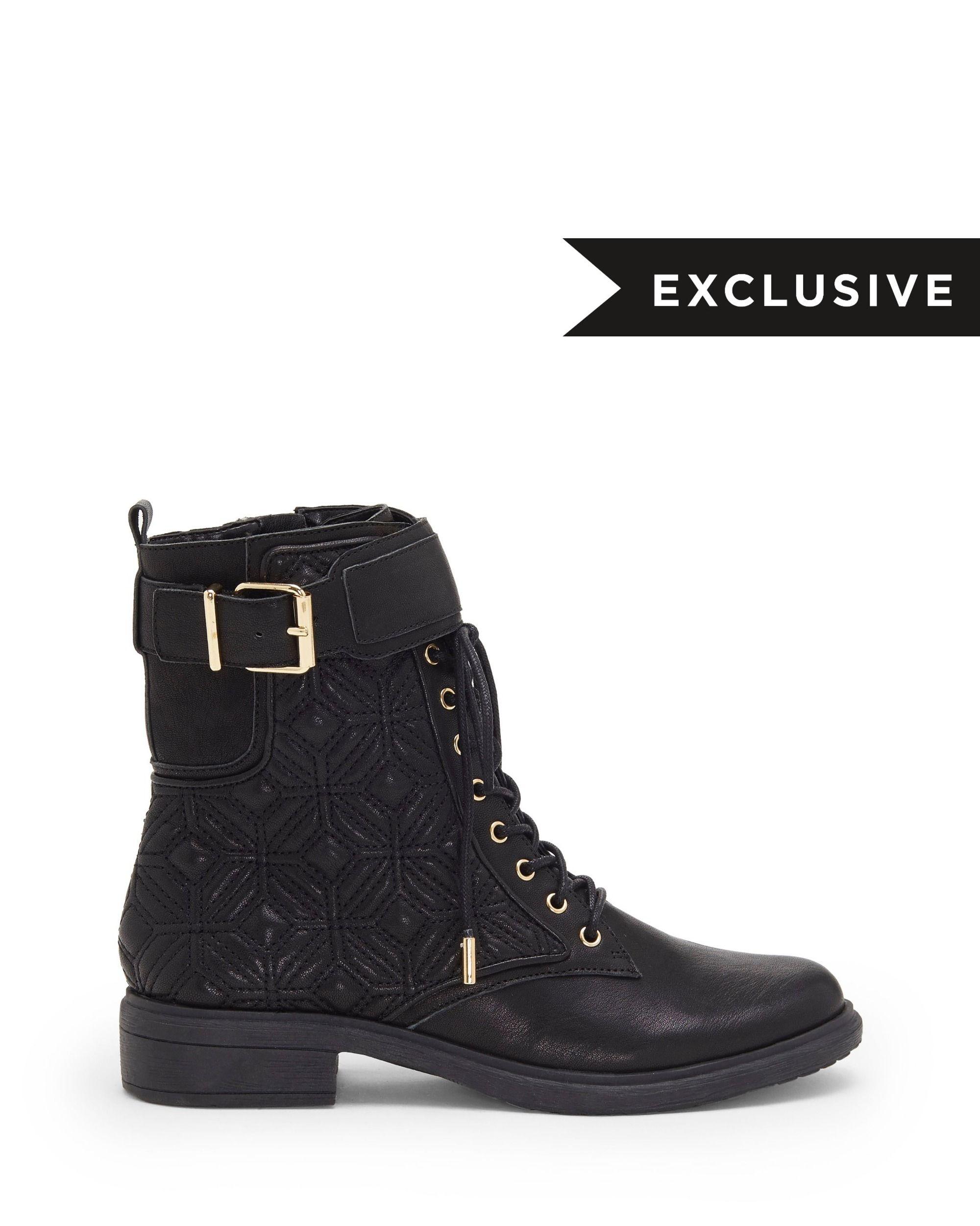 vince camuto black quilted boots