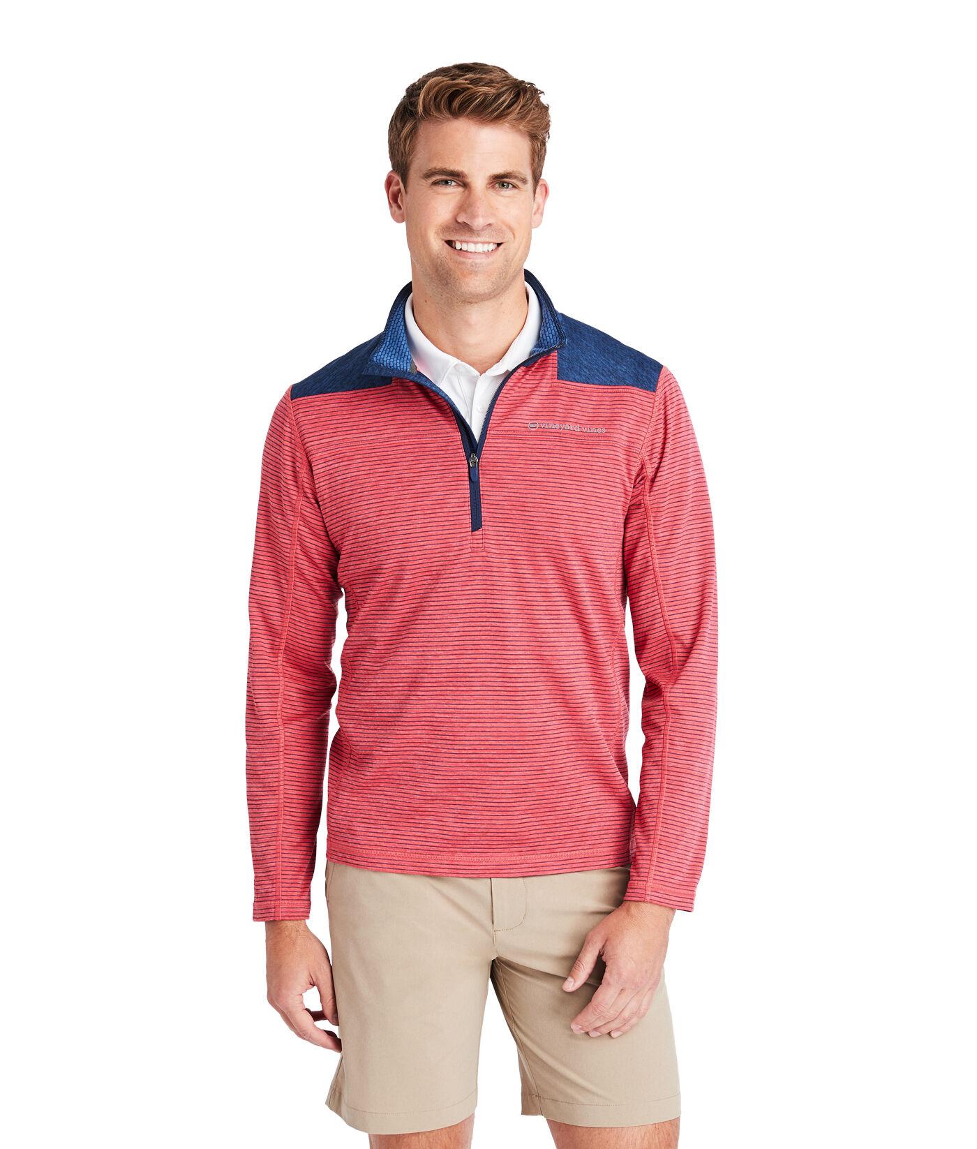Vineyard Vines Cotton Striped Sankaty 1/2-zip Pullover in Red for Men - Lyst