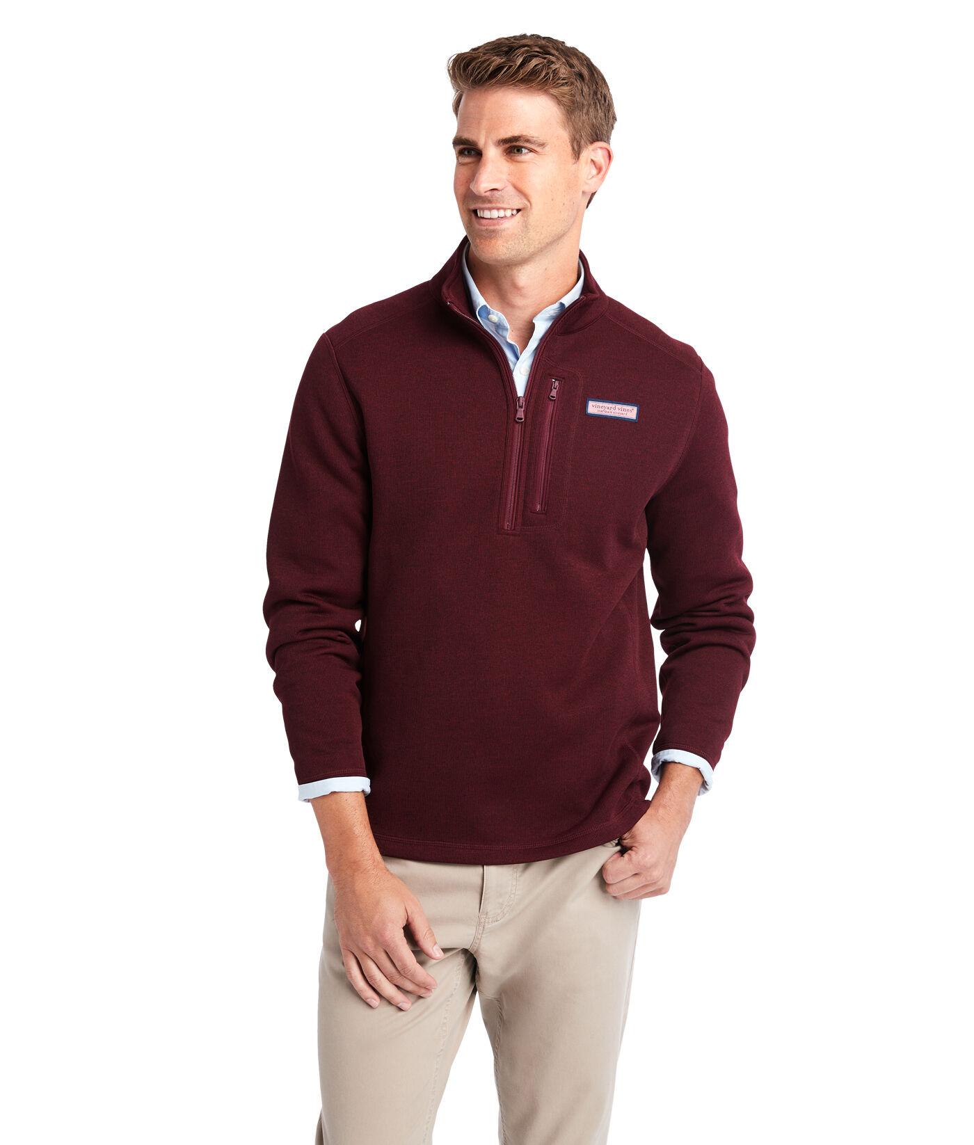 Vineyard Vines Mountain Sweater Fleece 1/2-zip Pullover in Crimson (Red ...
