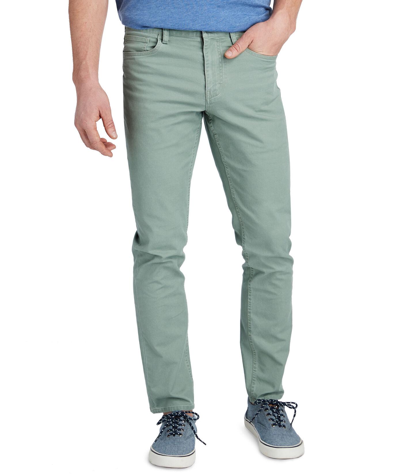 Vineyard Vines Canvas 5 Pocket Slim Pants in Sage Olive (Green) for Men