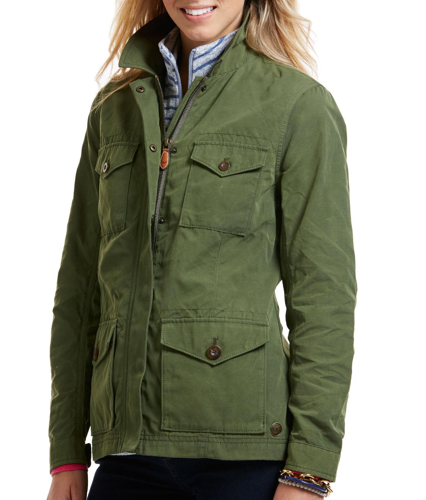 Vineyard Vines Waxed Cotton Parka Jacket in Green Lyst