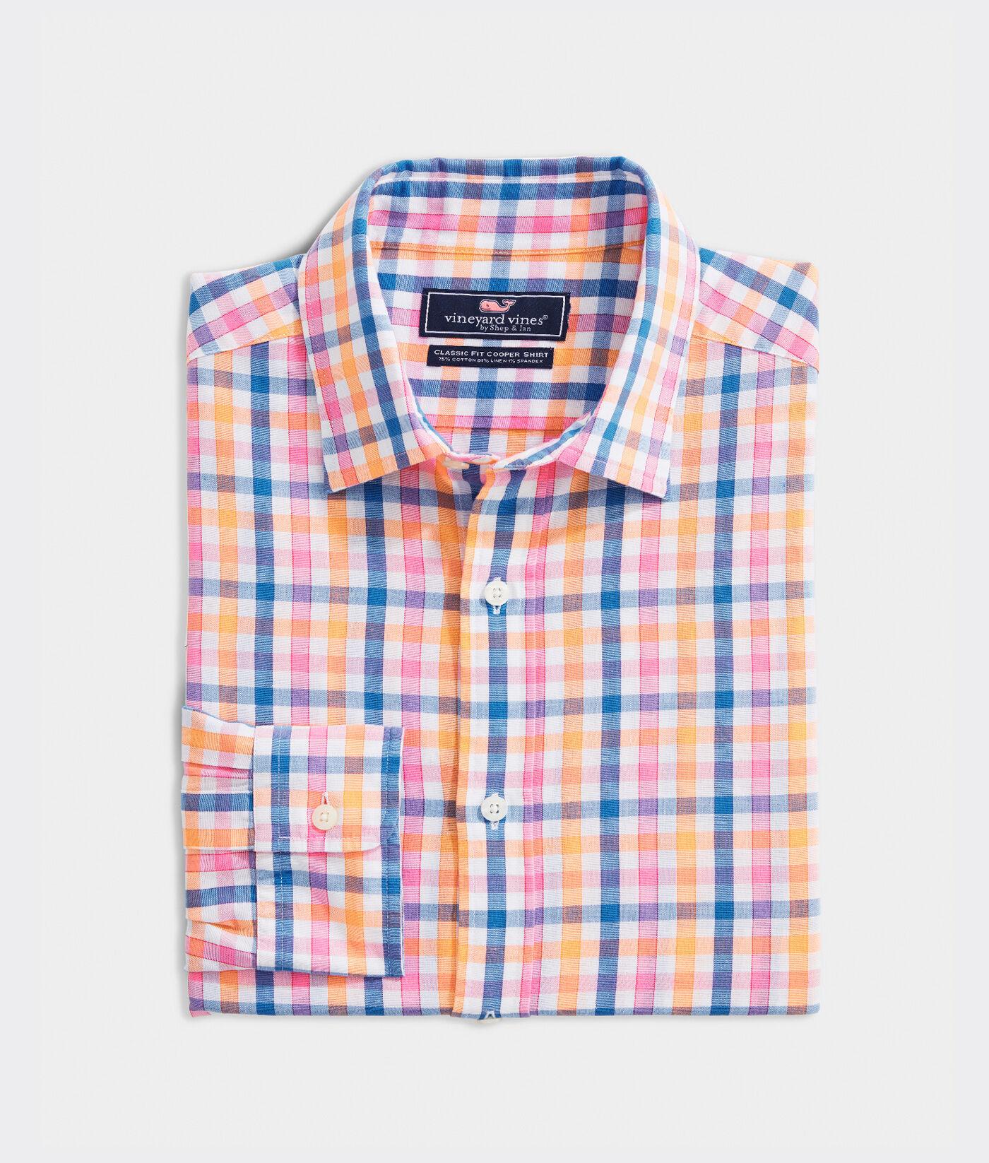 Vineyard Vines Linen Classic Fit Orange Grove Cooper Buttondown Shirt