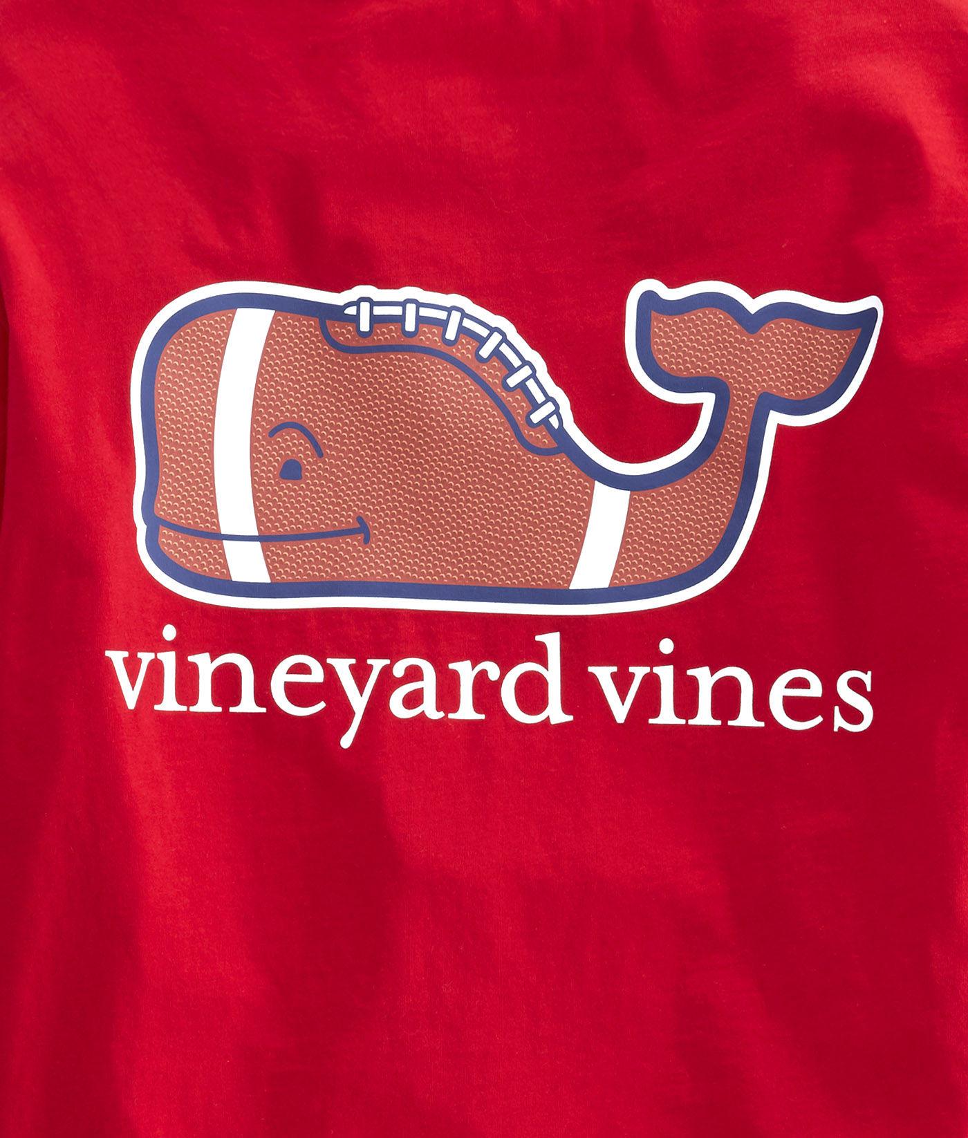 Vineyard Vines Cotton Longsleeve Football Whale Pocket Tshirt in Red