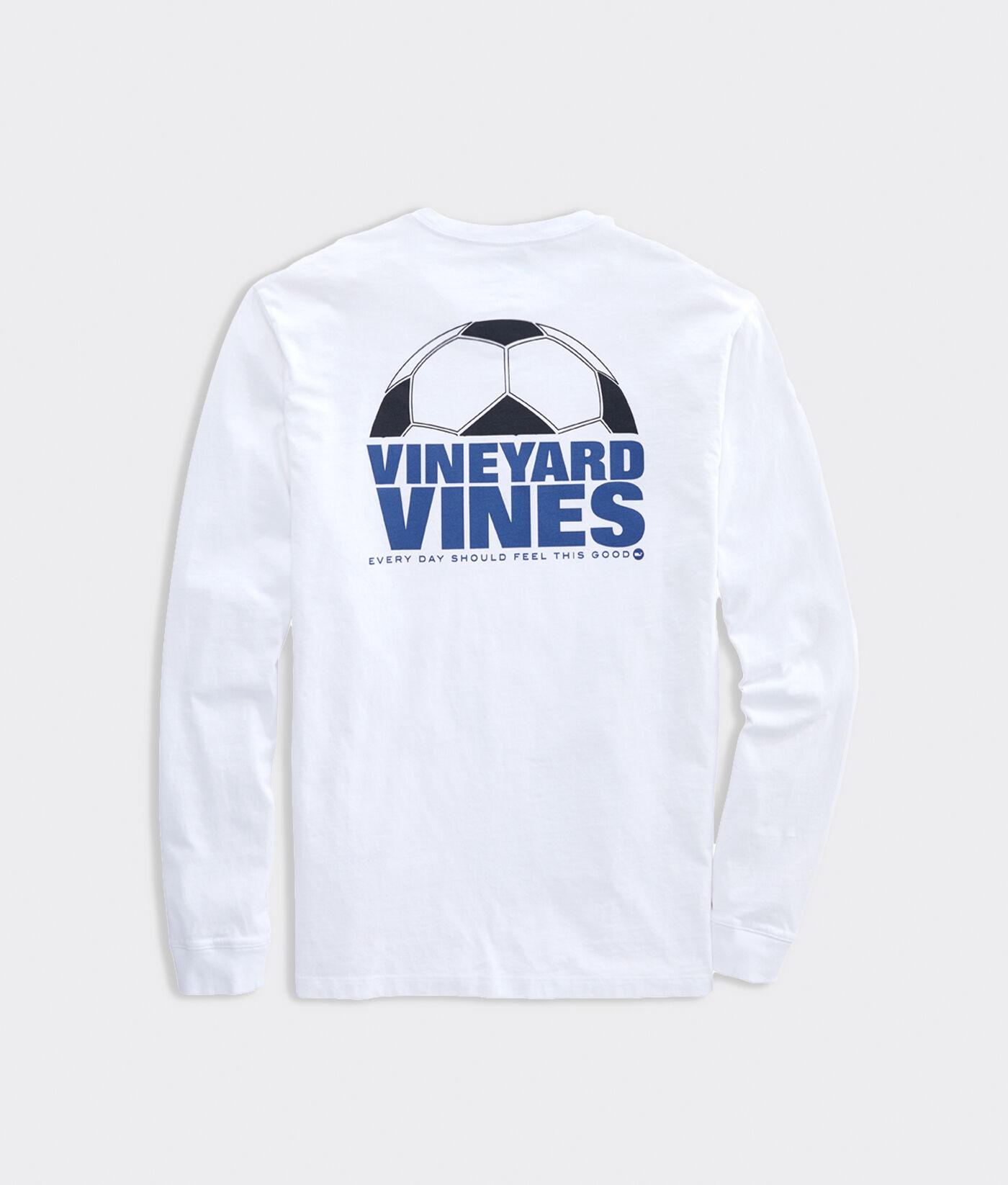 Vineyard Vines Cotton Soccer Ball Cutoff Longsleeve Pocket Tshirt in