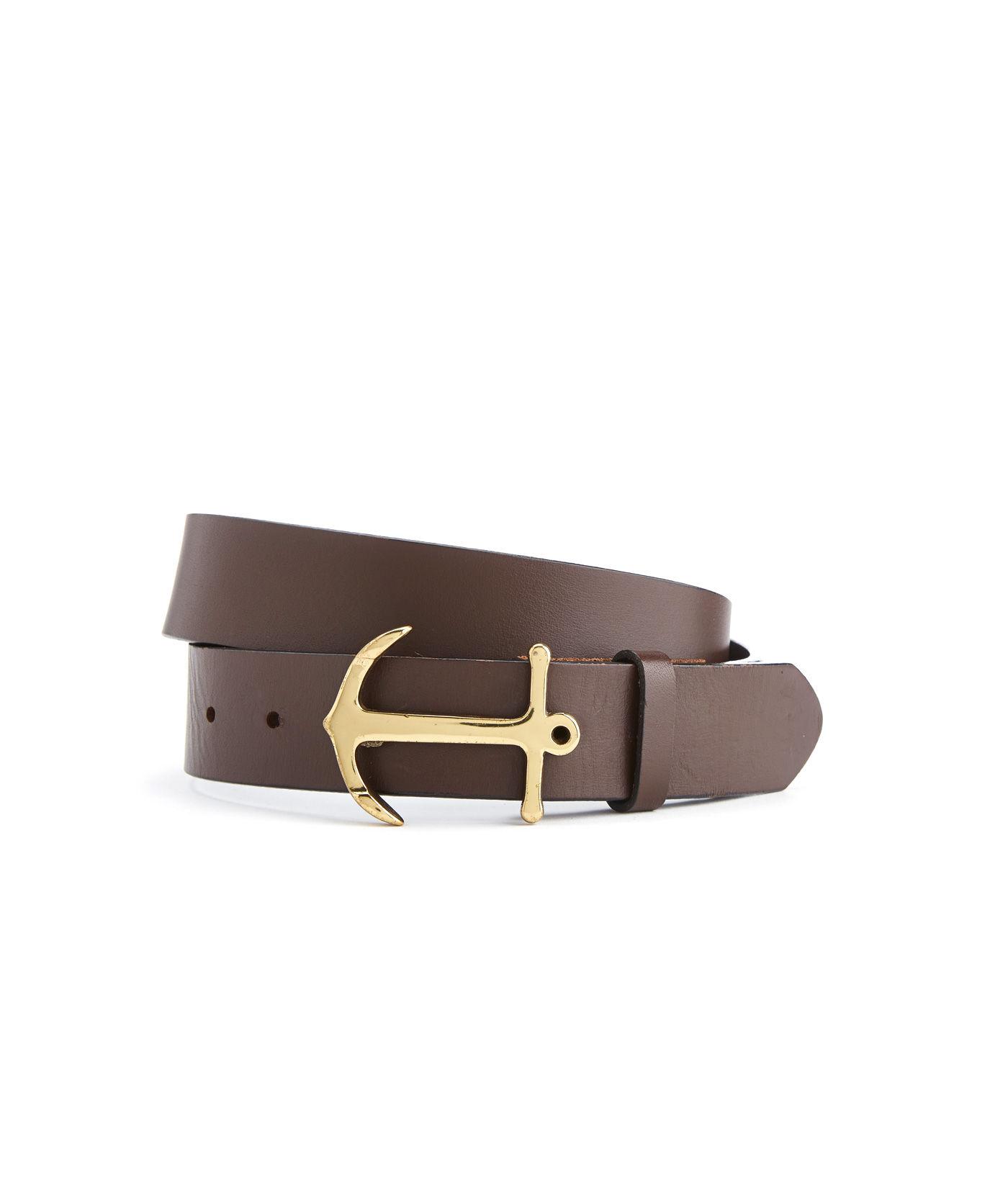 Vineyard Vines Leather Anchor Belt in 