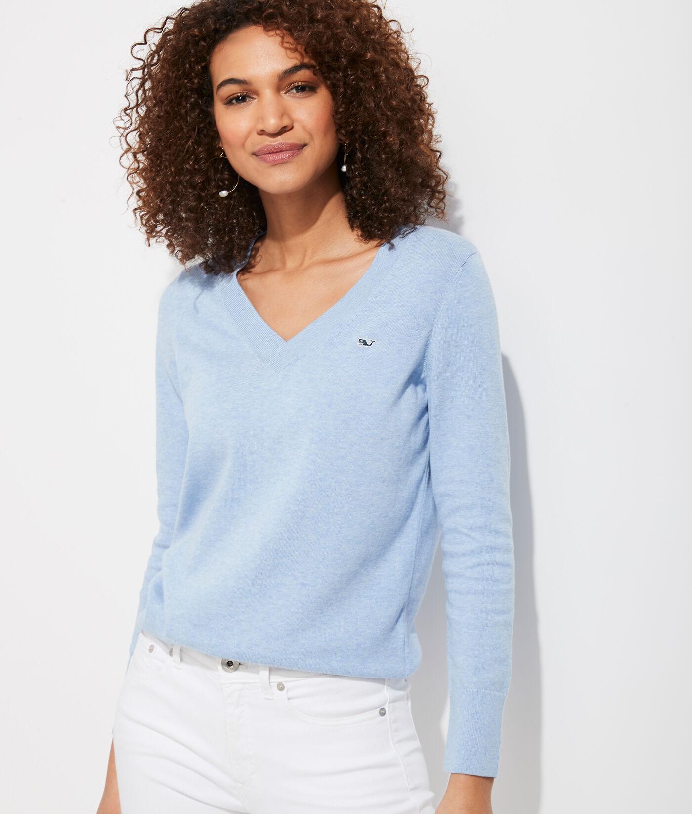 Vineyard Vines Heritage Cotton Vneck Sweater in Blue Lyst