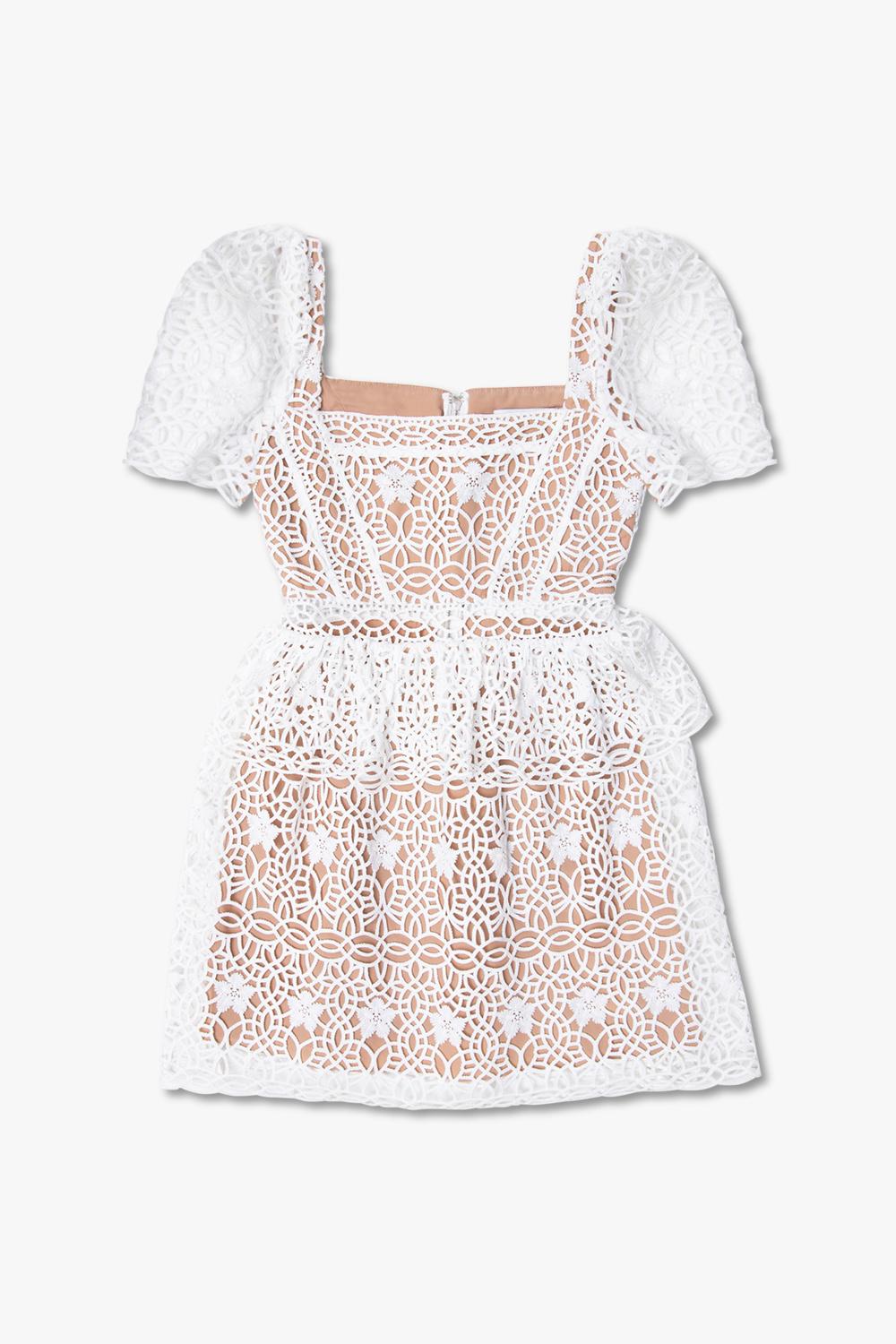 Self-Portrait Openwork Dress in White | Lyst