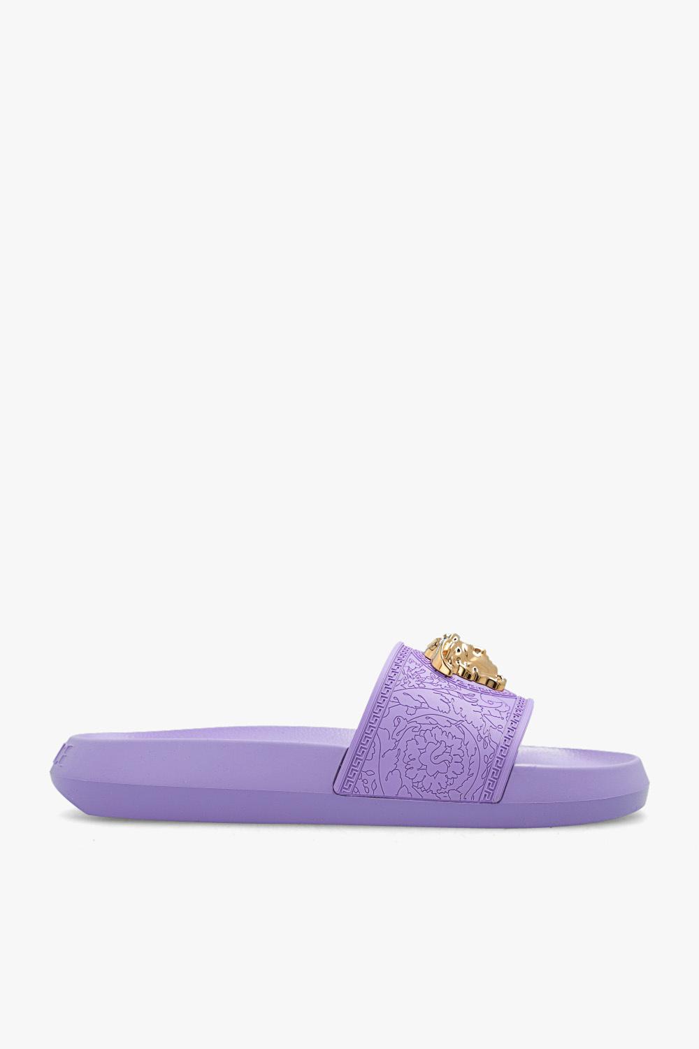 Versace Medusa Slide Sandals in Purple | Lyst UK