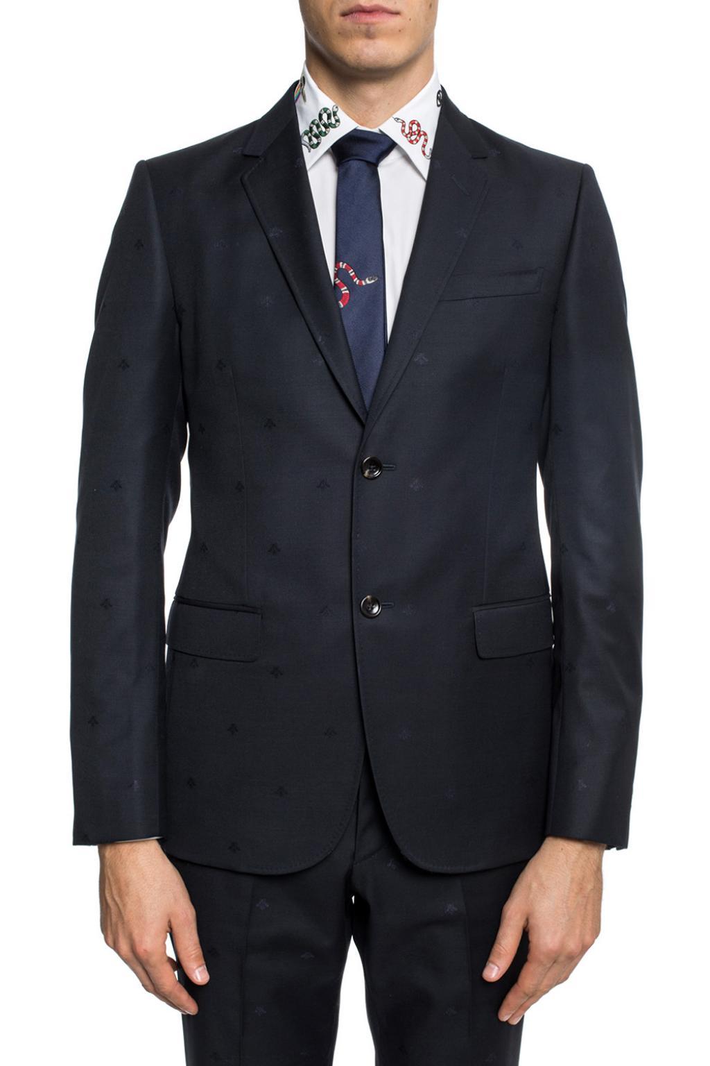 Gucci Wool Bee Motif Suit in Navy Blue (Blue) for Men | Lyst