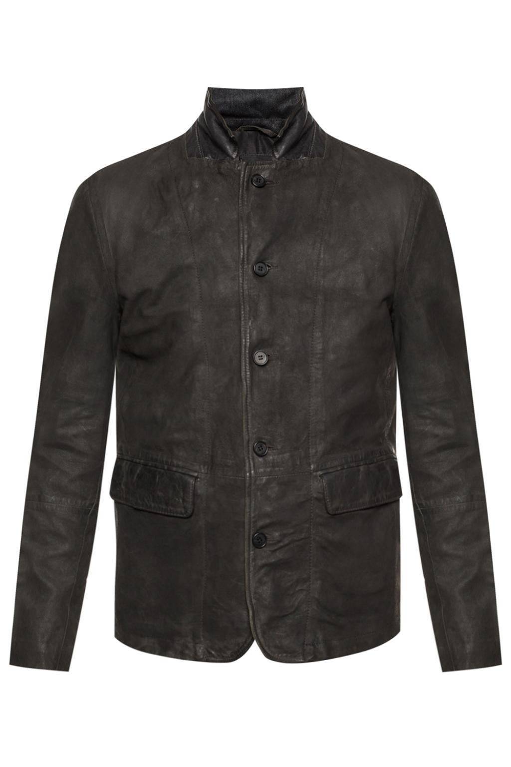AllSaints 'survey' Leather Jacket Grey in Gray for Men Lyst