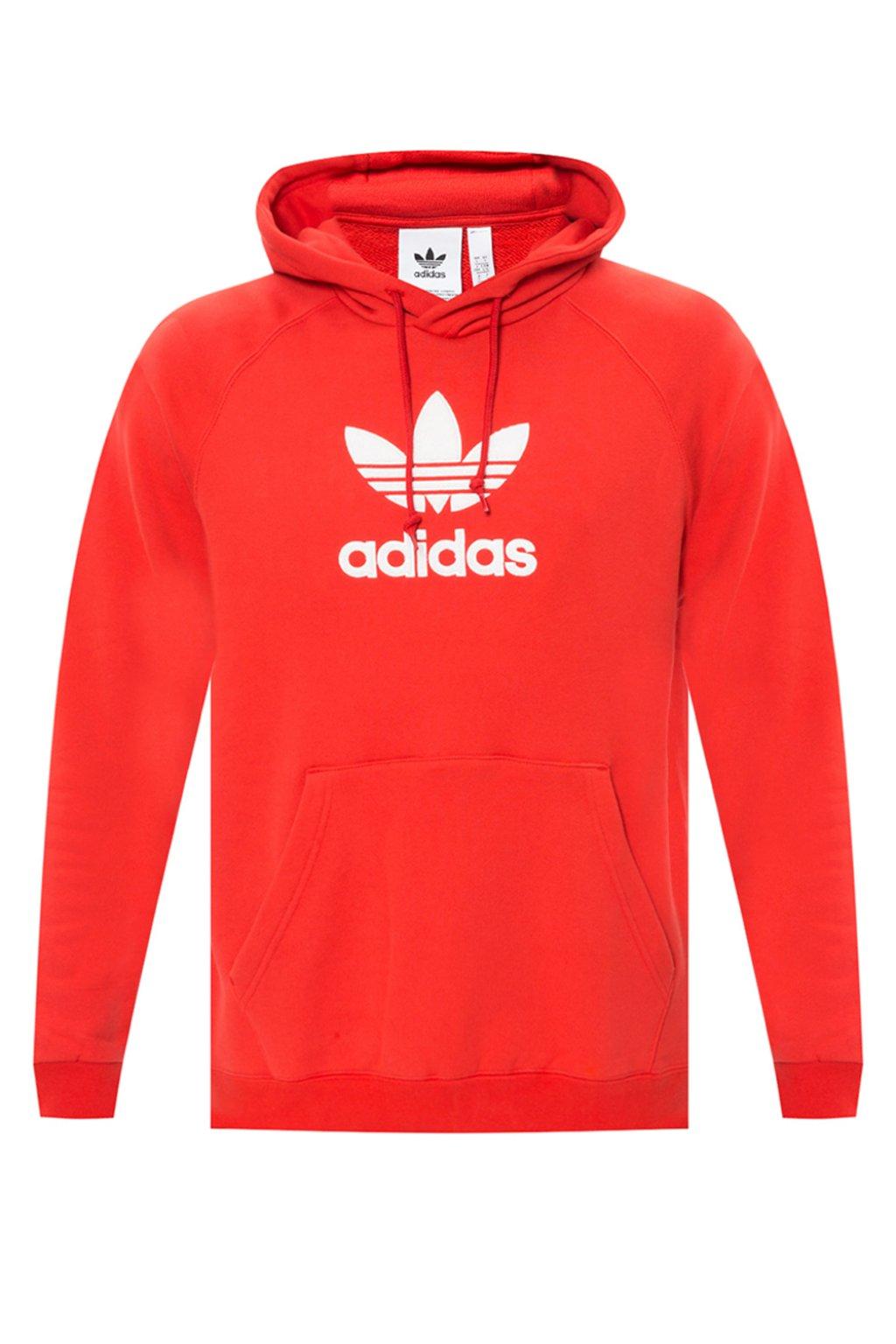 adidas Originals Cotton Logo Hoodie in Red for Men - Lyst