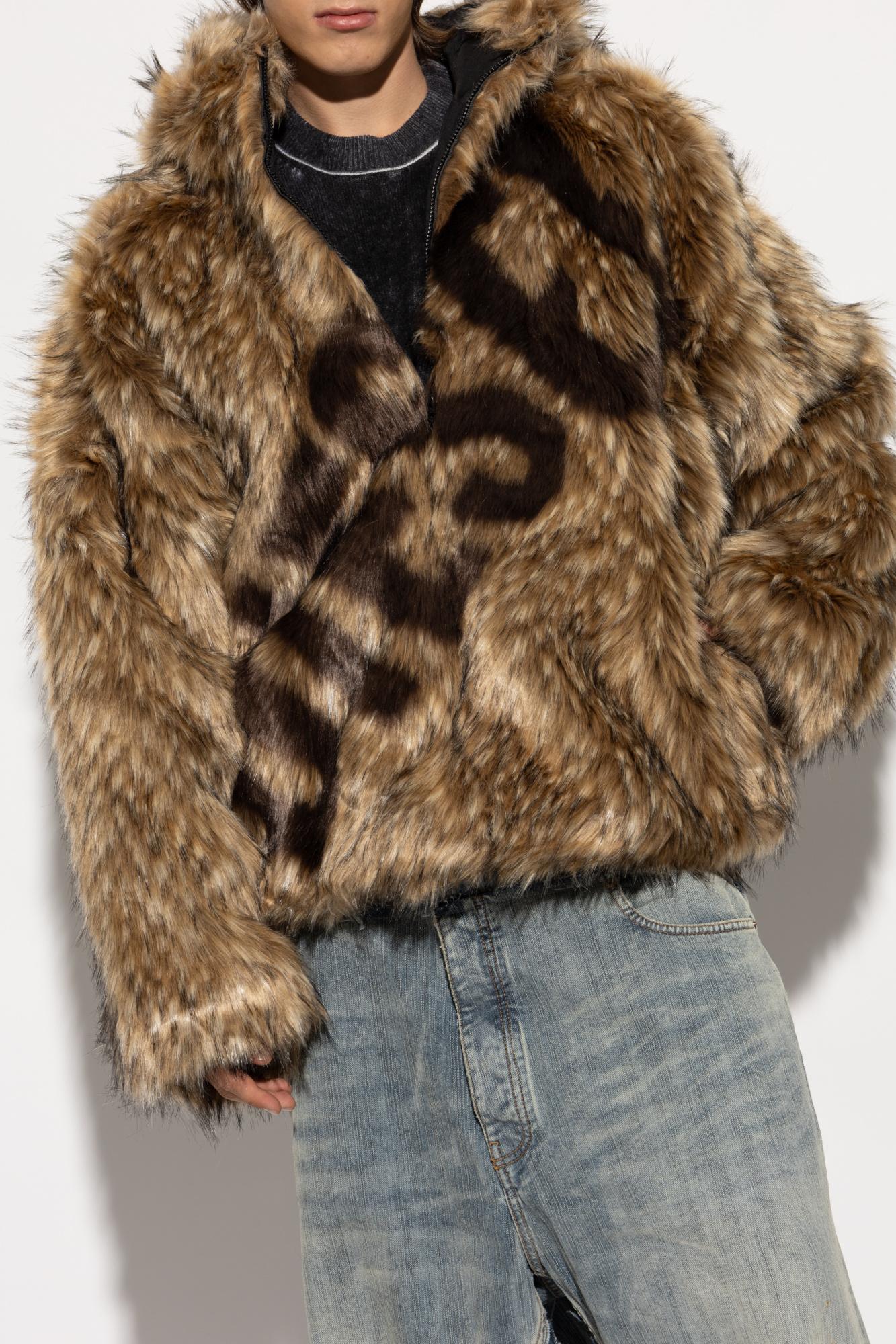 DIESEL Faux Fur W-Mag With Hood in Brown for Men Lyst UK