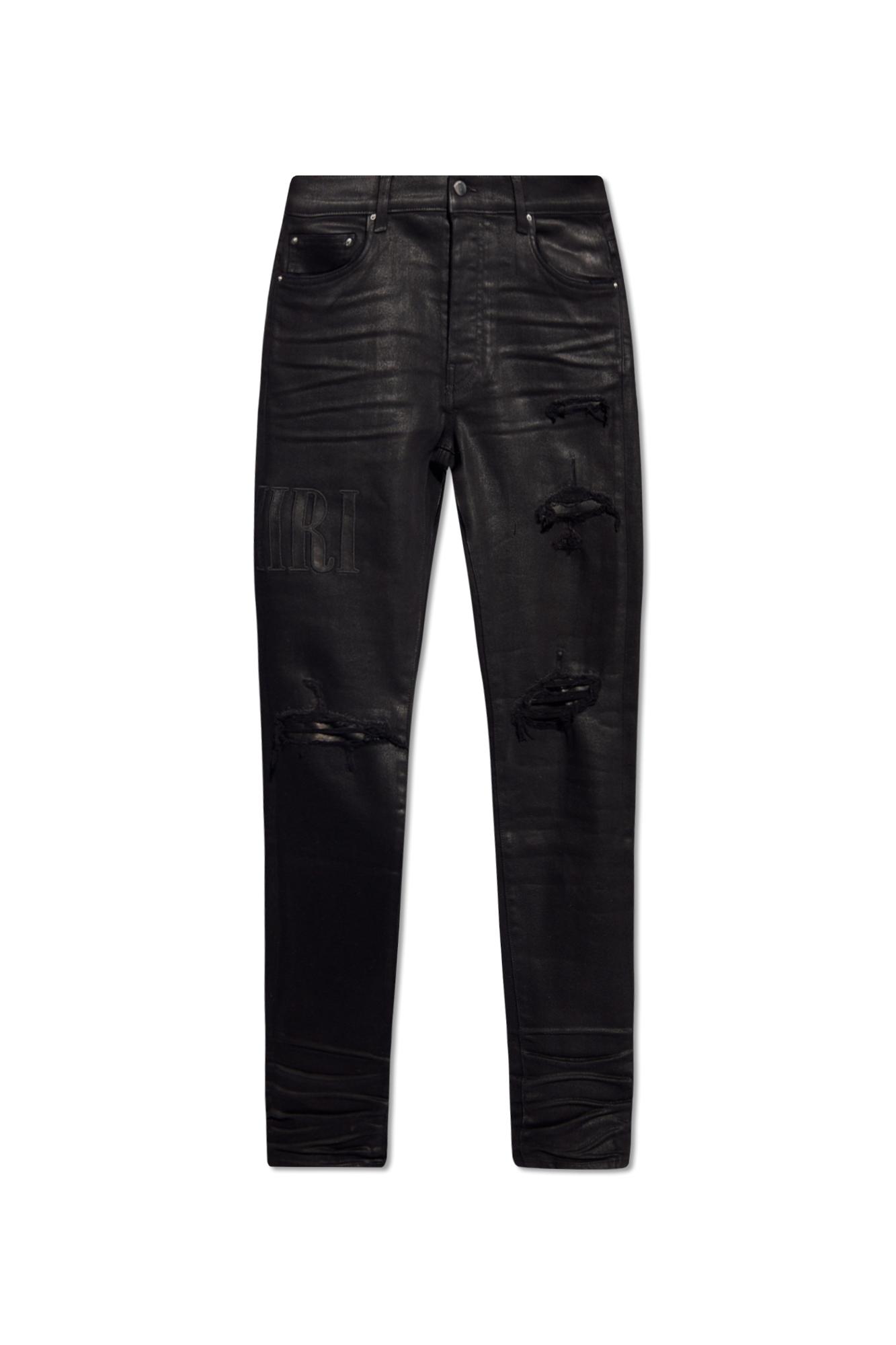 Amiri Waxed Jeans With Logo, in Black for Men Lyst