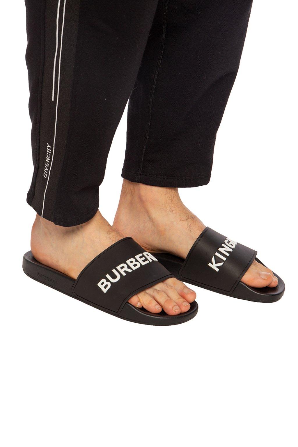 Burberry Logo Slides in Black for Men 