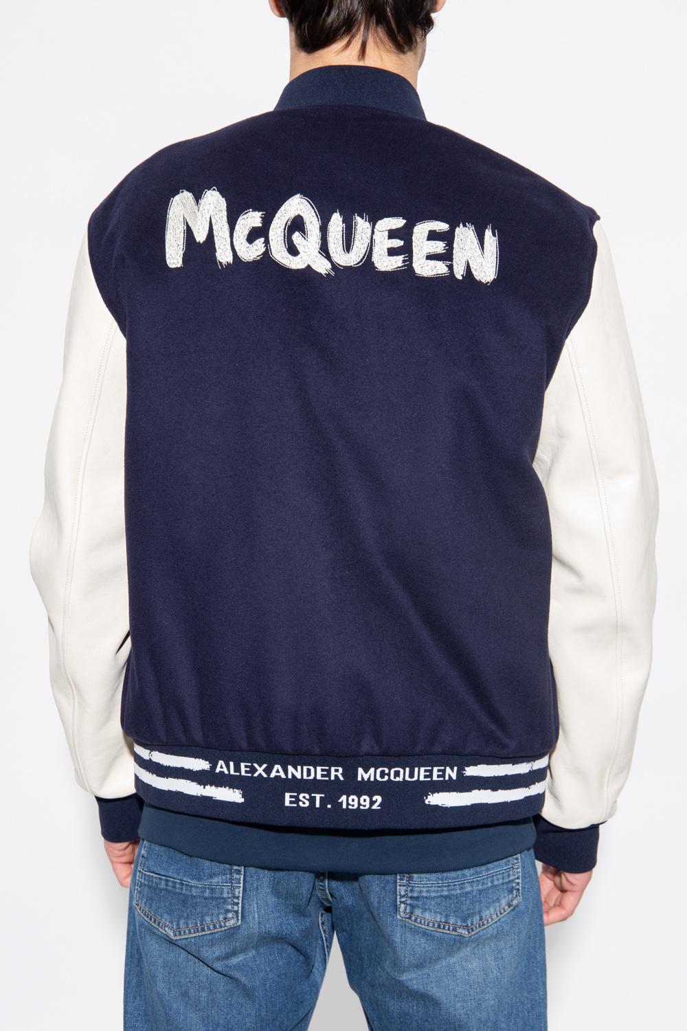Alexander McQueen Wool Bomber Jacket in Navy Blue (Blue) for Men | Lyst