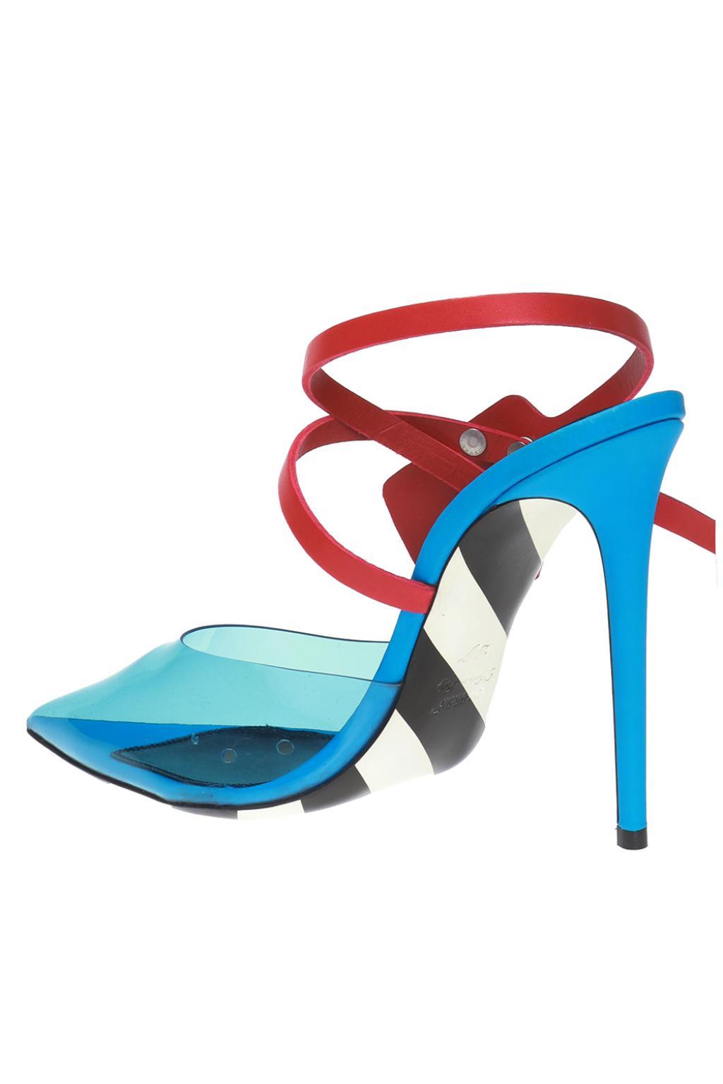 off white blue heels