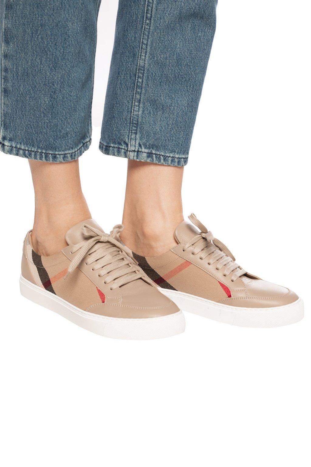 Burberry Salmond Lace Up Sneakers in Natural | Lyst Australia