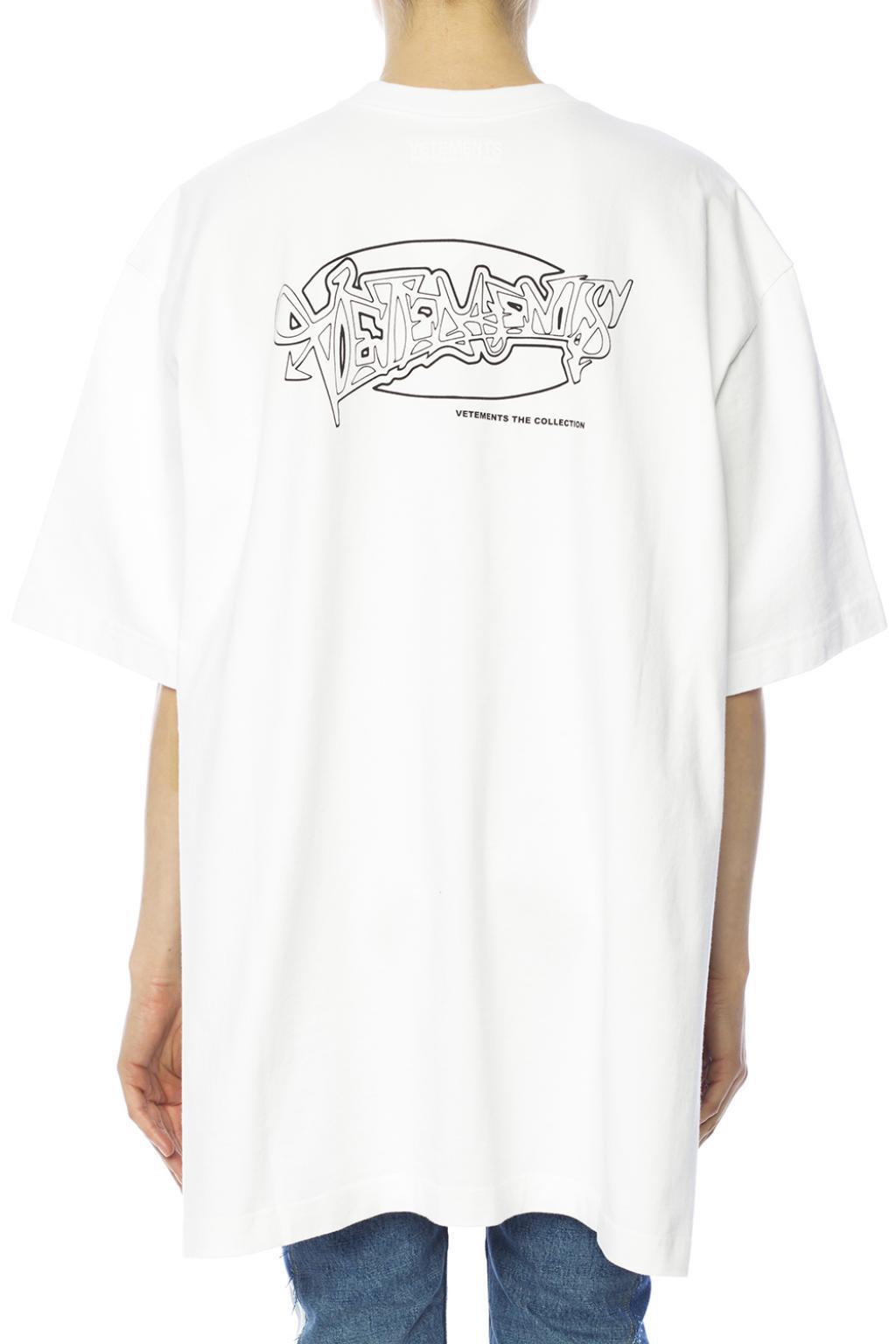 Vetements Printed Cotton-jersey T-shirt White - Lyst