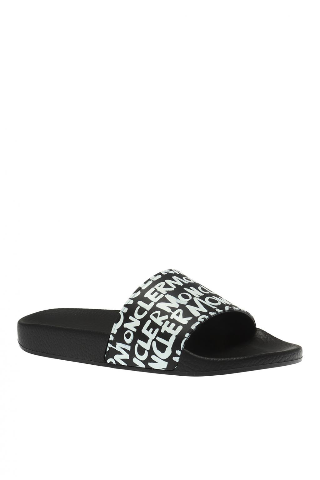 Moncler Rubber Graffiti Logo Print Slide Sandals in Black - Save 43% - Lyst