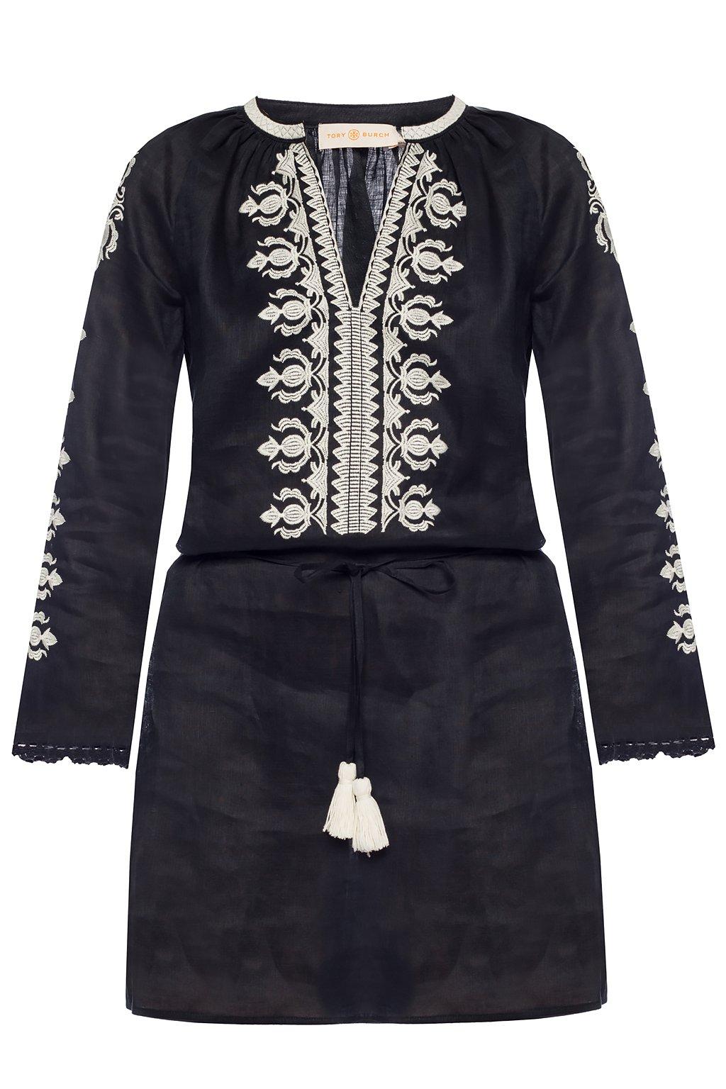 Tory Burch Linen Mini Dress in Black - Save 52% - Lyst