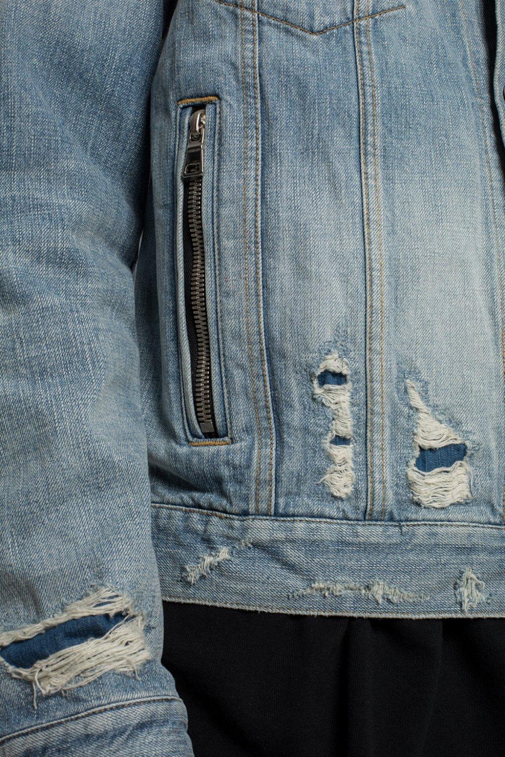 Balmain Distressed Logo-embroidered Denim Jacket in Light Blue (Blue ...