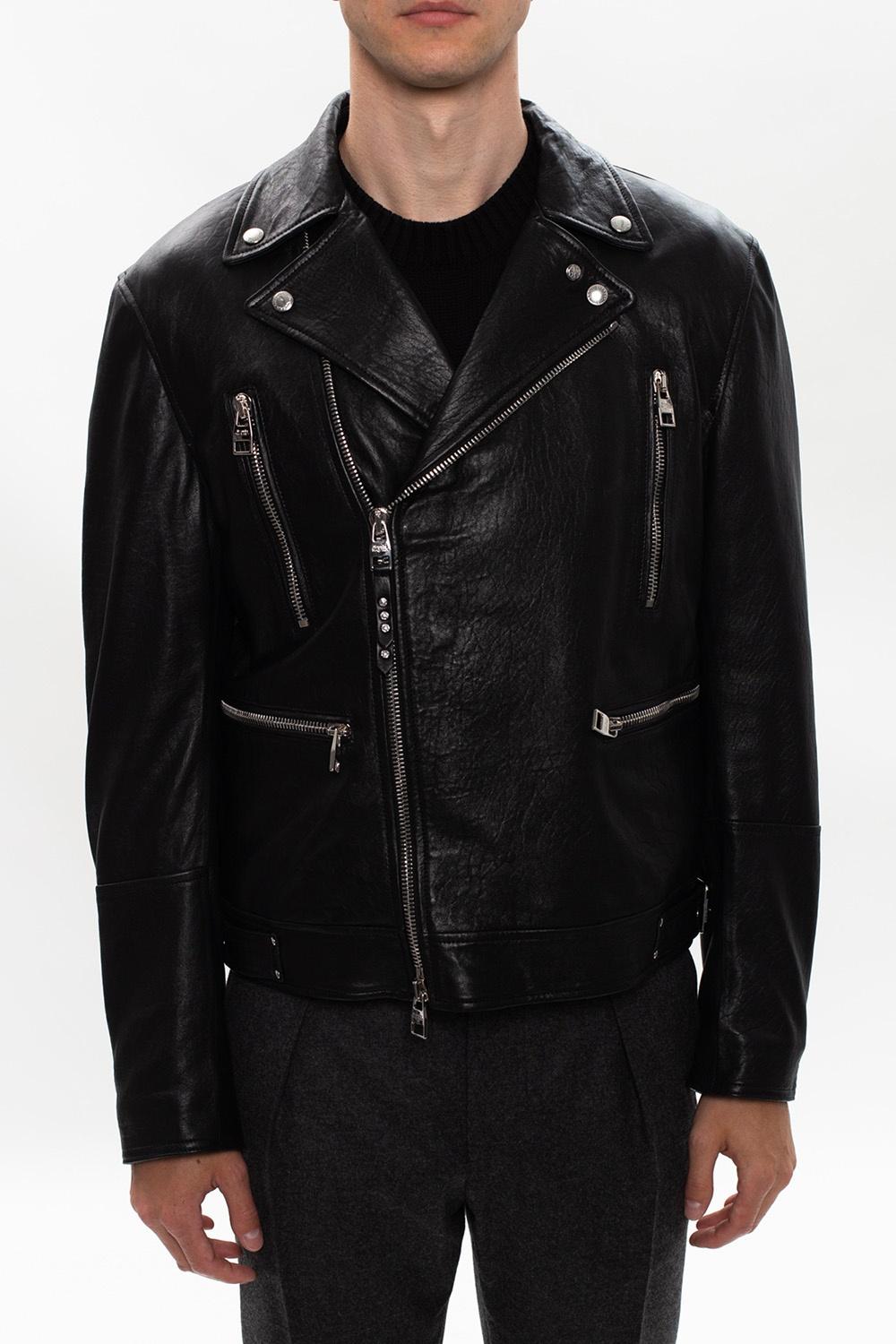Alexander McQueen Leather Biker Jacket in Black for Men - Lyst