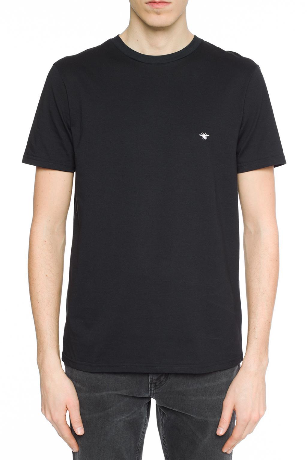 Dior Cotton Embroidered T-shirt in Black for Men - Lyst