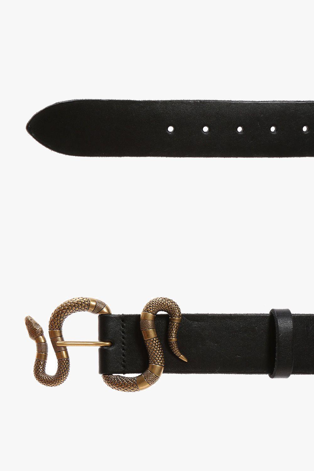 Gucci Leather Belt With Snake Buckle in Black for Men